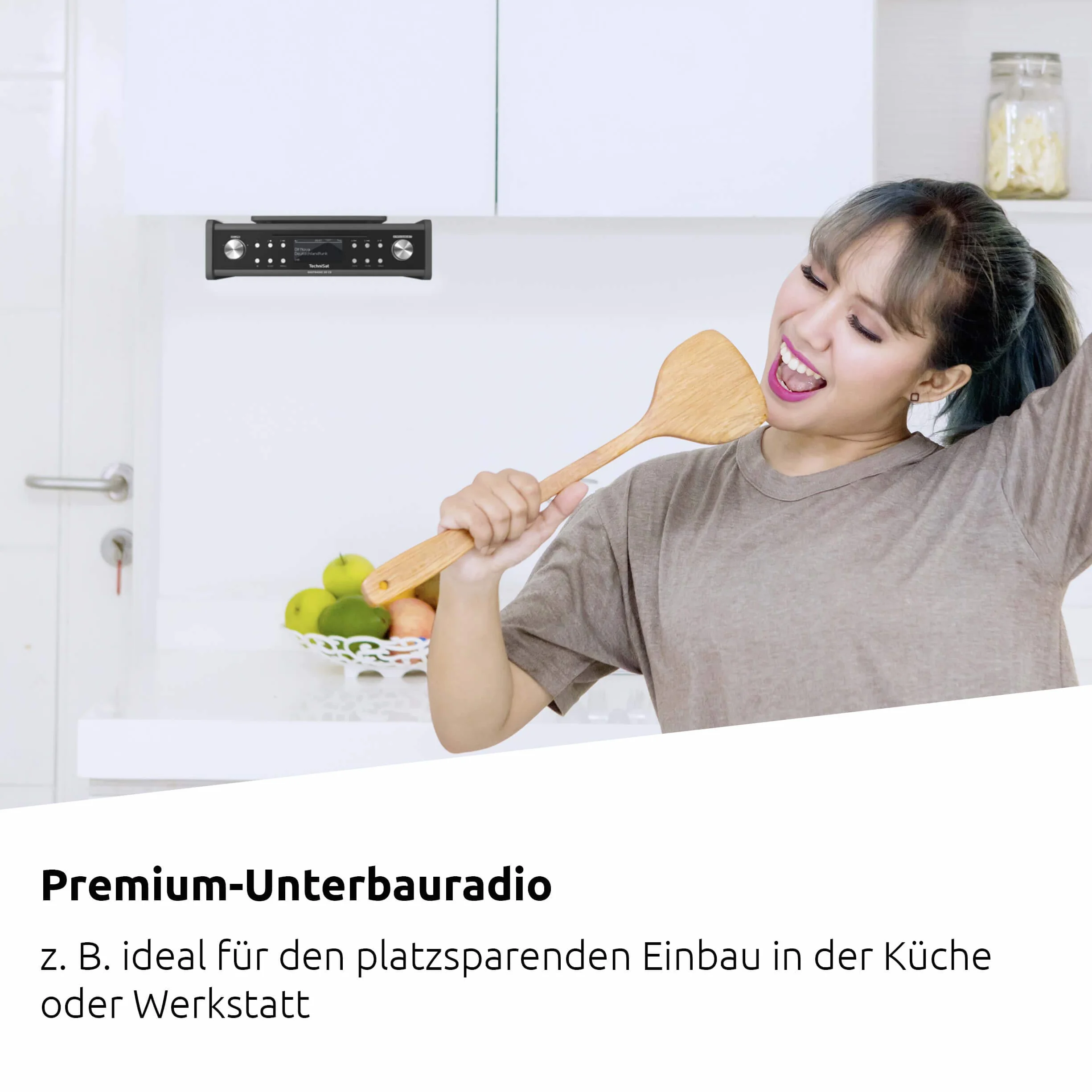 TechniSat DIGITRADIO 20 CD - Moderna e compatta radio DAB+ da cucina e bagno (potente radio FM con lettore CD e orologio) antracite