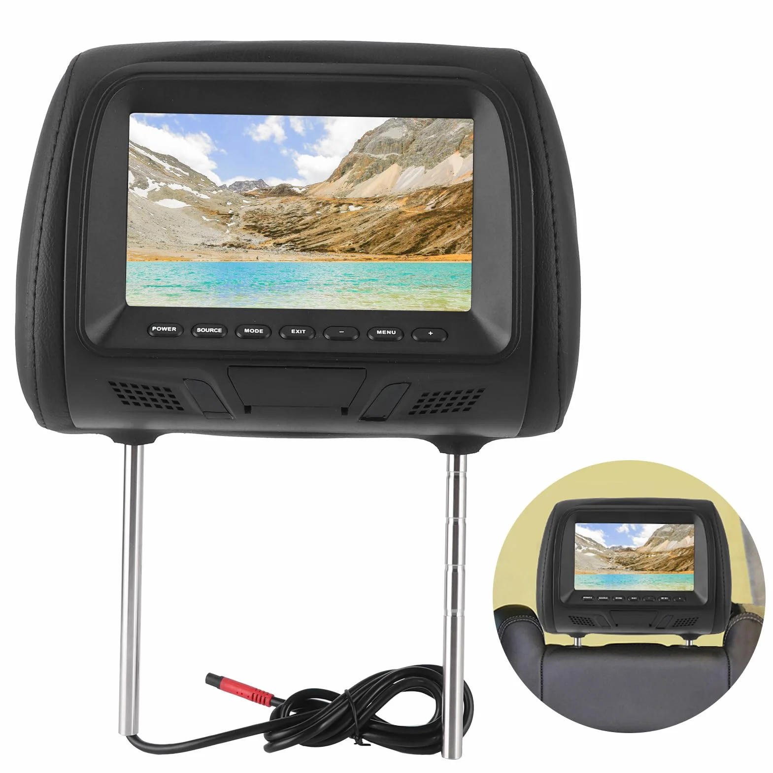 Yctze 7in 1024 x 600 Lettore DVD poggiatesta Auto, Schienale del sedile Lettore multimediale MP5 Monitor poggiatesta LCD RGB Supporto amplificatore USB Bluetooth