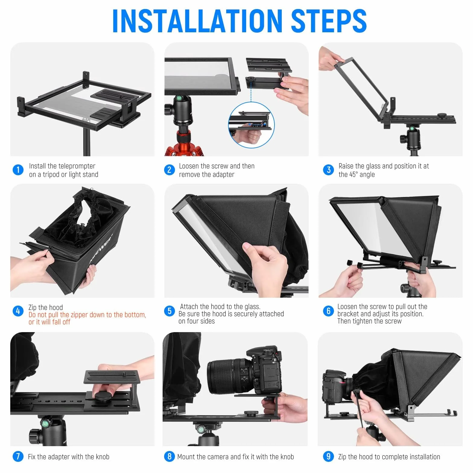 NEEWER X12 14" Teleprompter in Lega di Alluminio per iPad Tablet Smartphone Fotocamere DSLR con Telecomando, Custodia, APP Compatibile con iOS/Android per L'insegnamento Online/Vlogger/Live Streaming