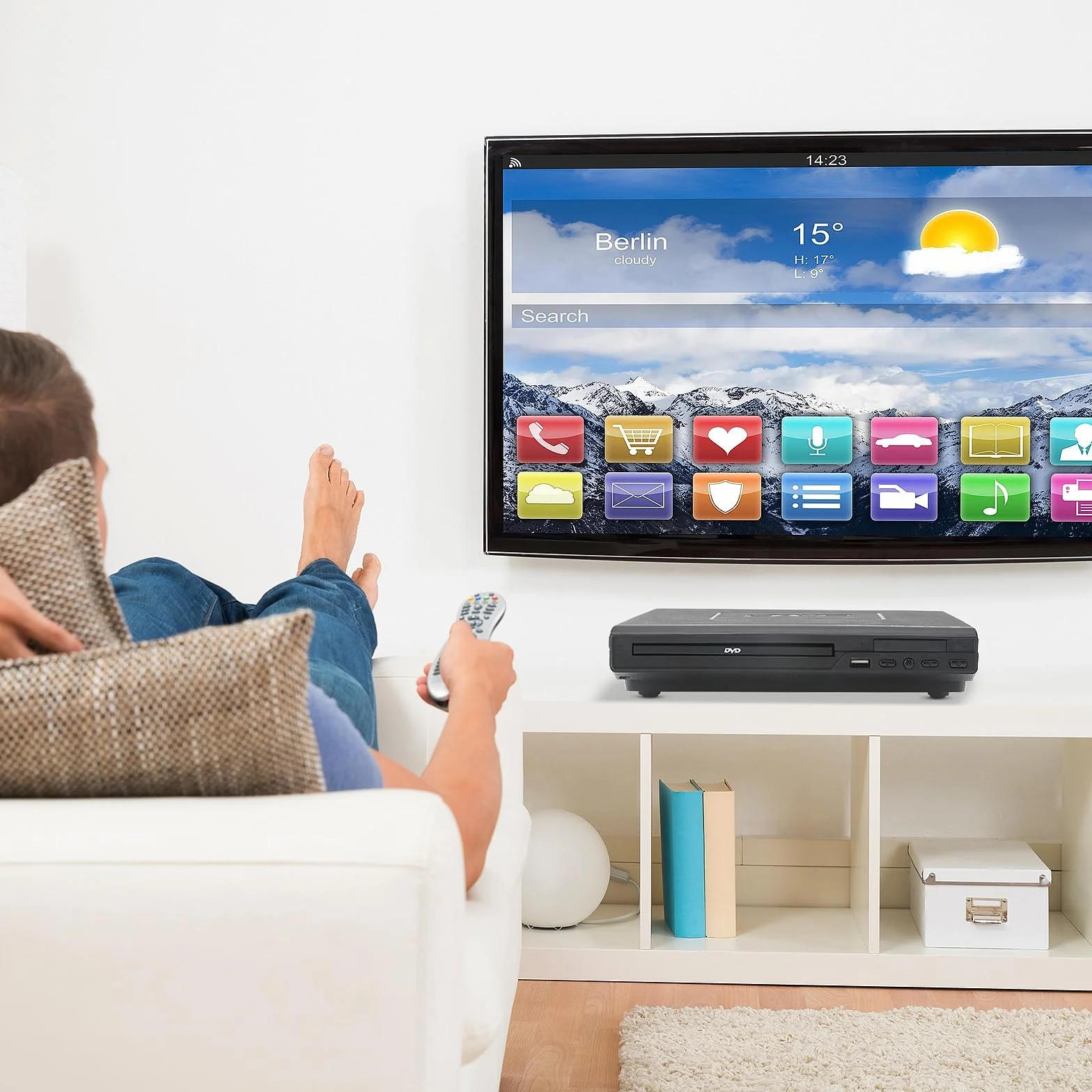 Lettore DVD, Lettore VCD per TV con Cavo AV, Lettore CD USB Multifunzione Giocatore con Telecomando per Casa Sistema stereo