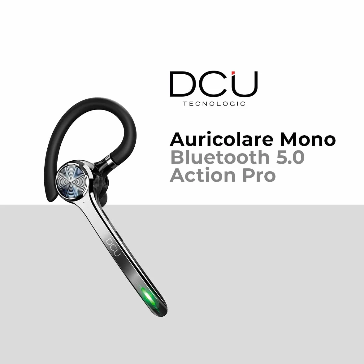 DCU TECNOLOGIC - Auricolare Mono Bluetooth 5.0 Action Pro - Auricolare wireless - Effettua e riceve chiamate - Connettività a doppio punto