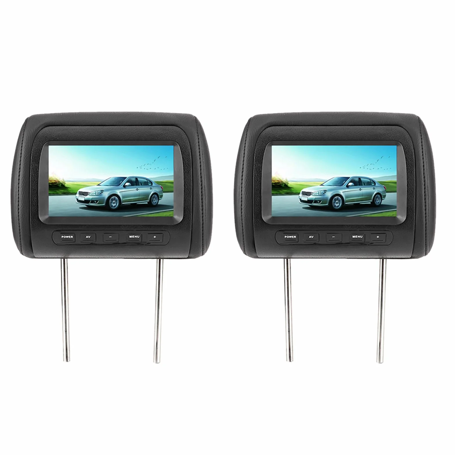 Display per Poggiatesta, 2 Pezzi 7 Pollici Controllo Poggiatesta Regolabile Monitor Video LCD Display Nero Universale
