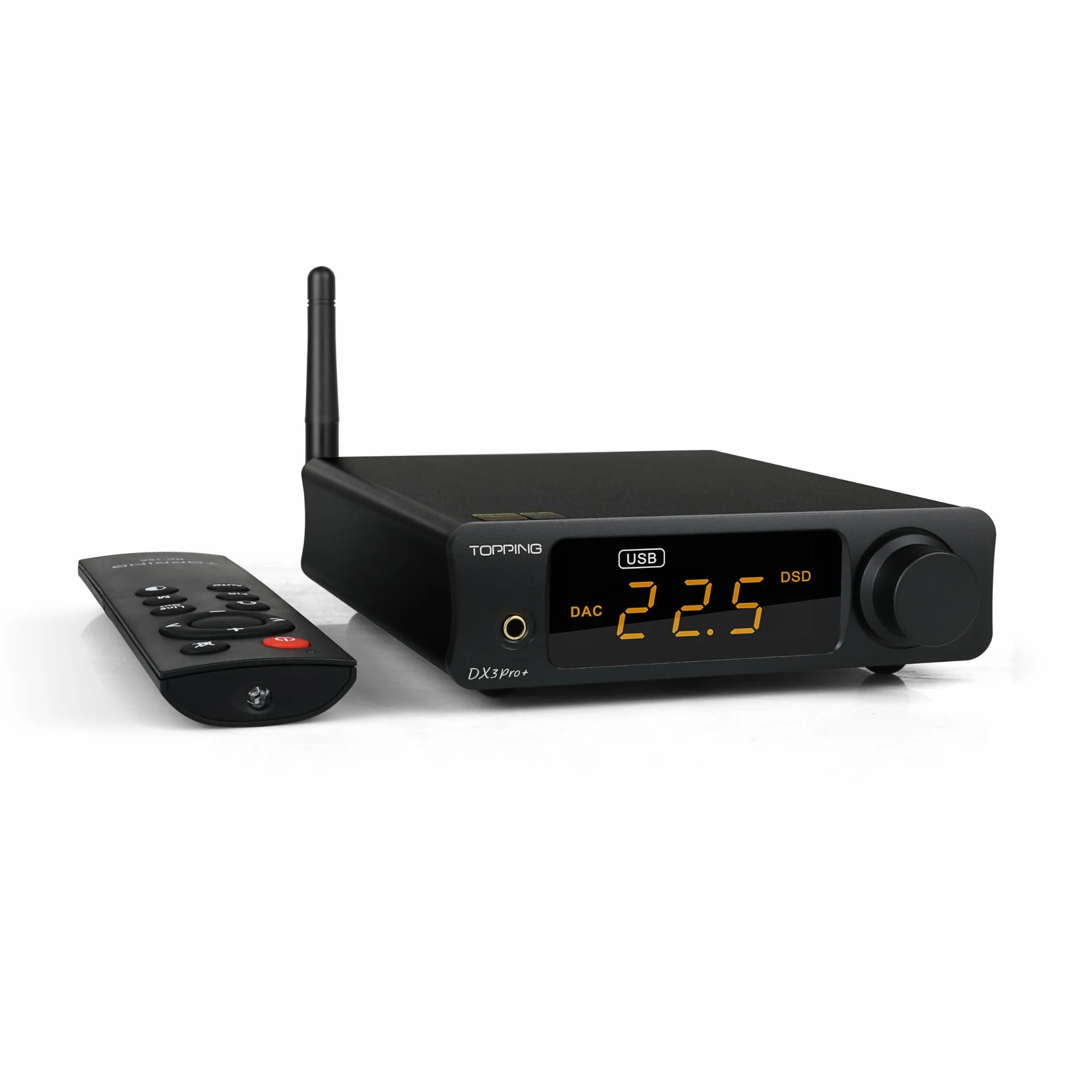 AOSHIDA Topping DX3 Pro+ Bluetooth USB DAC Amplificatore per Cuffie, ES9038Q2M XMOS XU208 DSD512 PCM768kHz D/A Convertitori, Bluetooth LDAC 3.5mm auricolare DAC 1800mW×2 Amplificators per cuffie,Nero