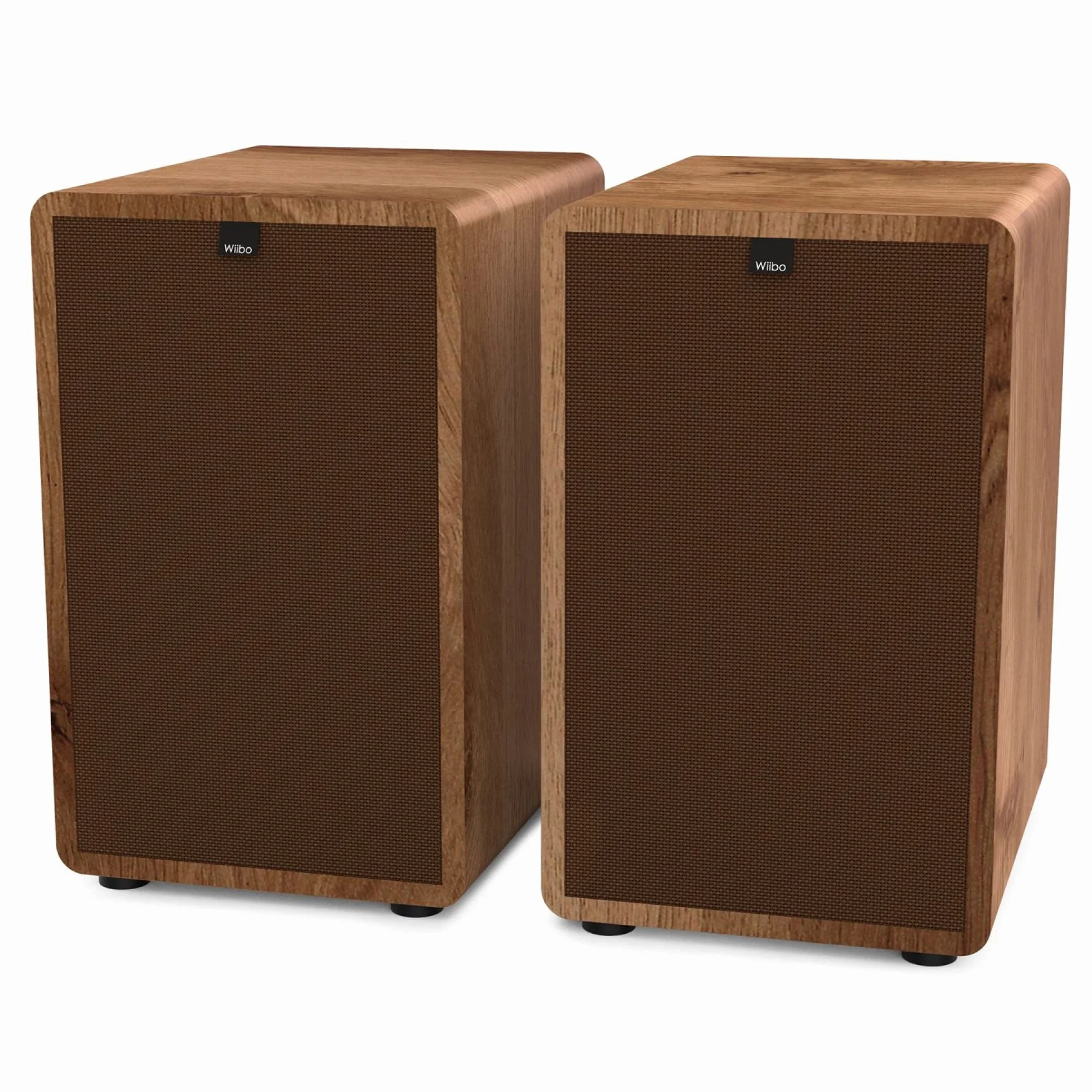 Wiibo Vintage 6 Walnut - Diffusori da Scaffale HiFi - Potenza 100W - Diffusori a 3 Vie - Griglia Rimovibile - Tweeter da 2", Squawker da 3" e Woofer da 5" - Suono Surround