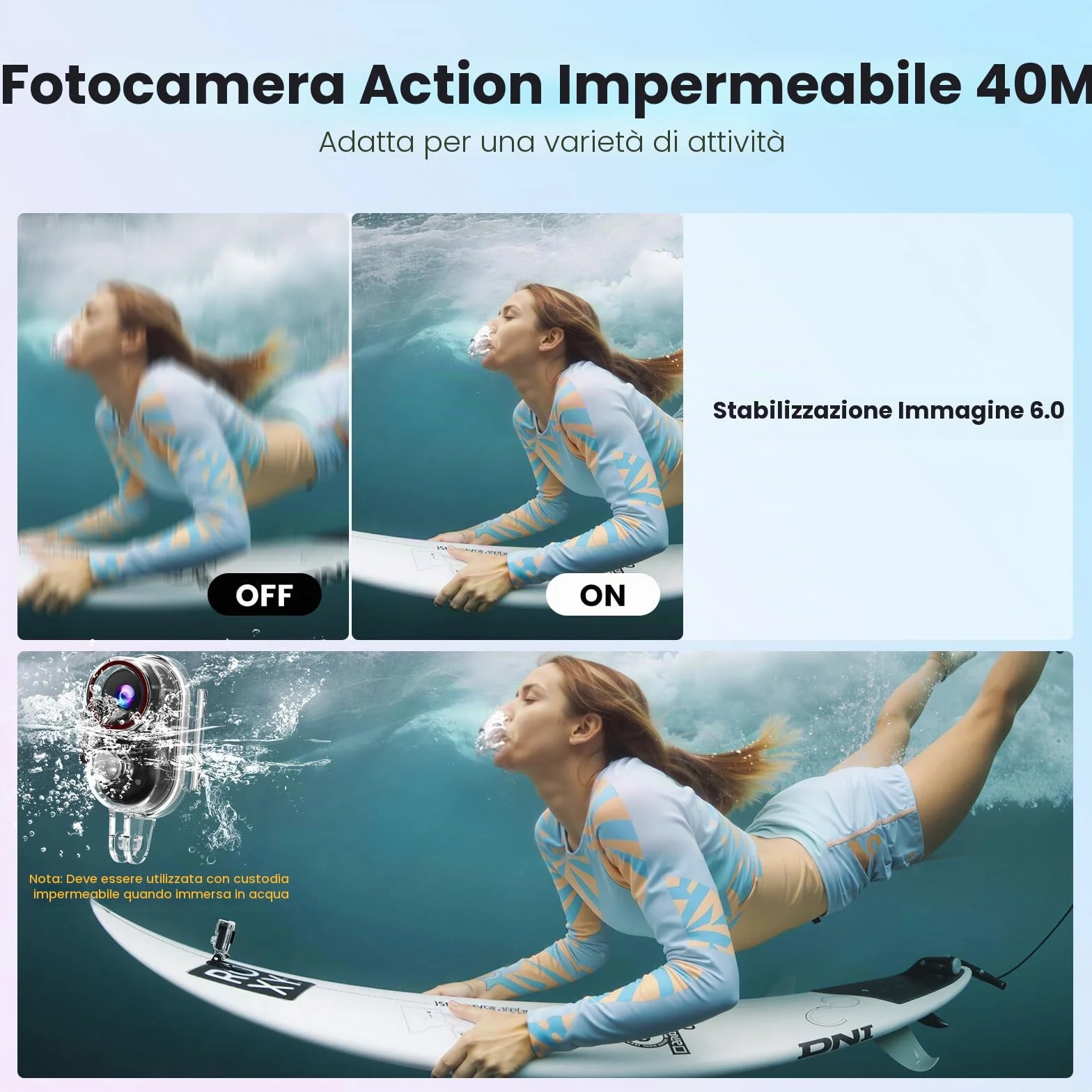 Mini Action Cam 4K,20 MP Portatile Body Camera,6 Assi Stabilizzata POV Camera,Macchina Fotocamera Subacquea 40M,WiFi Mini Videocamera Magnetica (64 GB e Accessori di Montaggio)