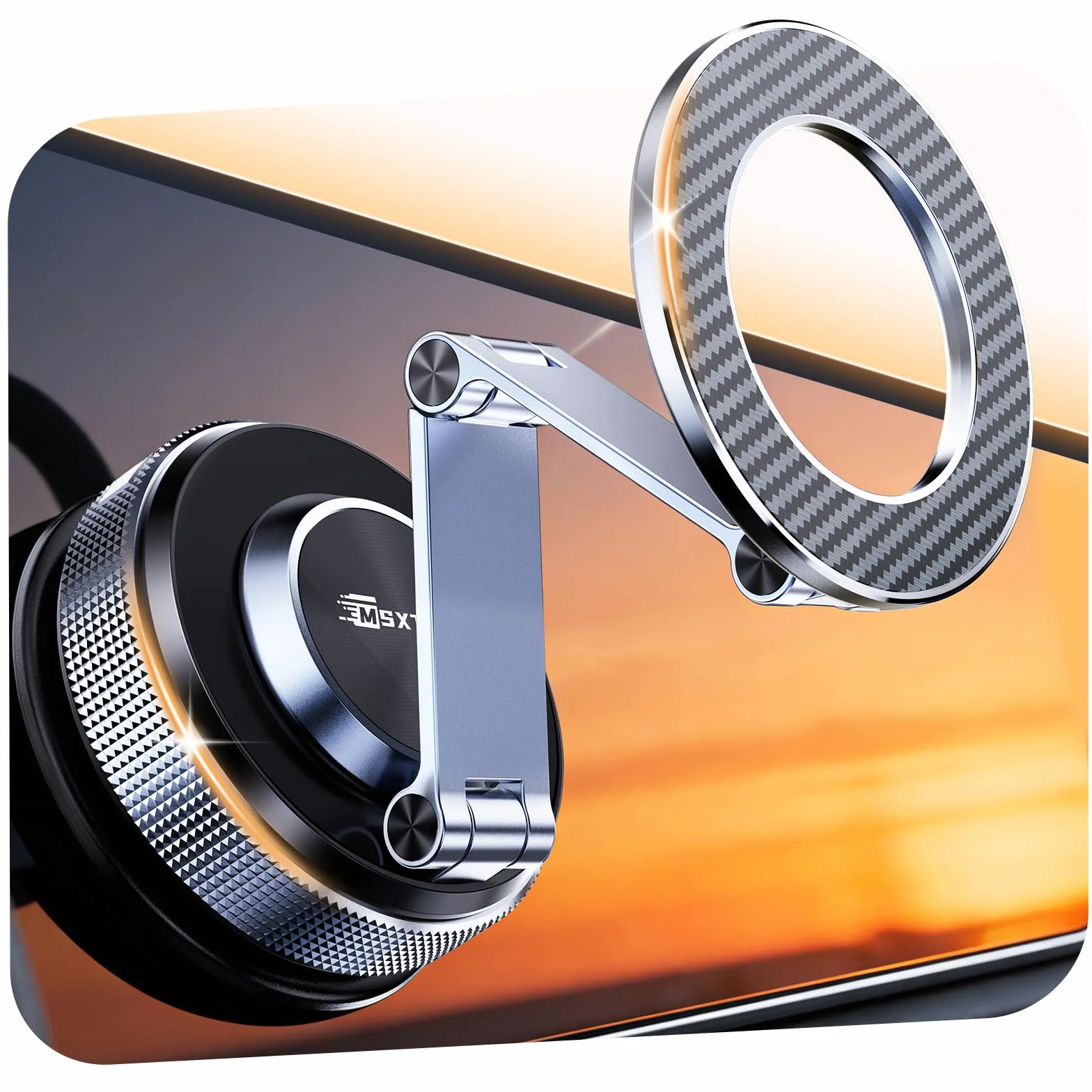 MSXTTLY Supporto Magnetico Cellulare Auto, 2026 Vmag-S3 Forte Ventosa, Rotazione 360°, Compatibile con iPhone 17–12 e Android, Nero