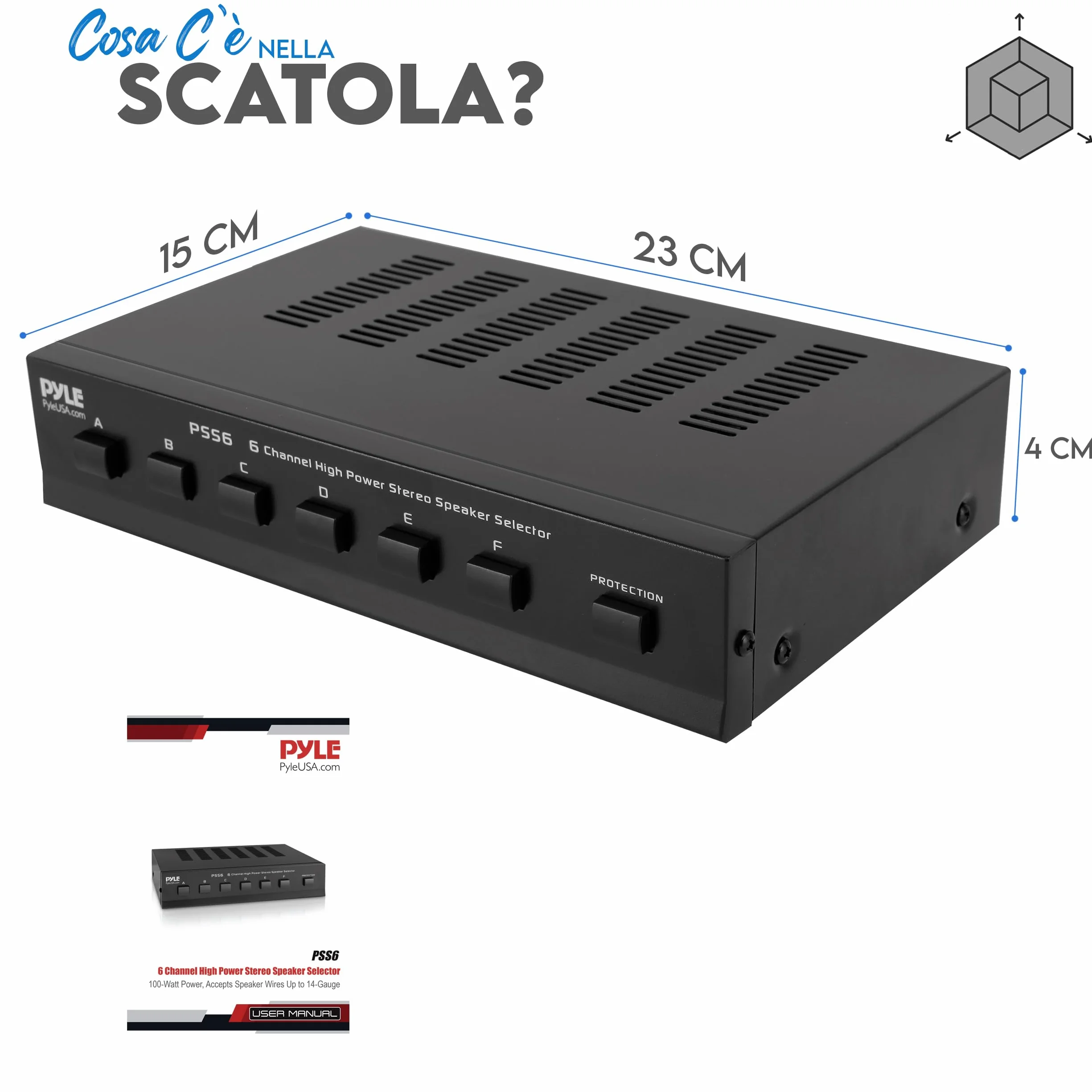 Pyle Amplificatore Audio Stereo Selettore Altoparlanti 6 Zone Interruttore Multi-Canale