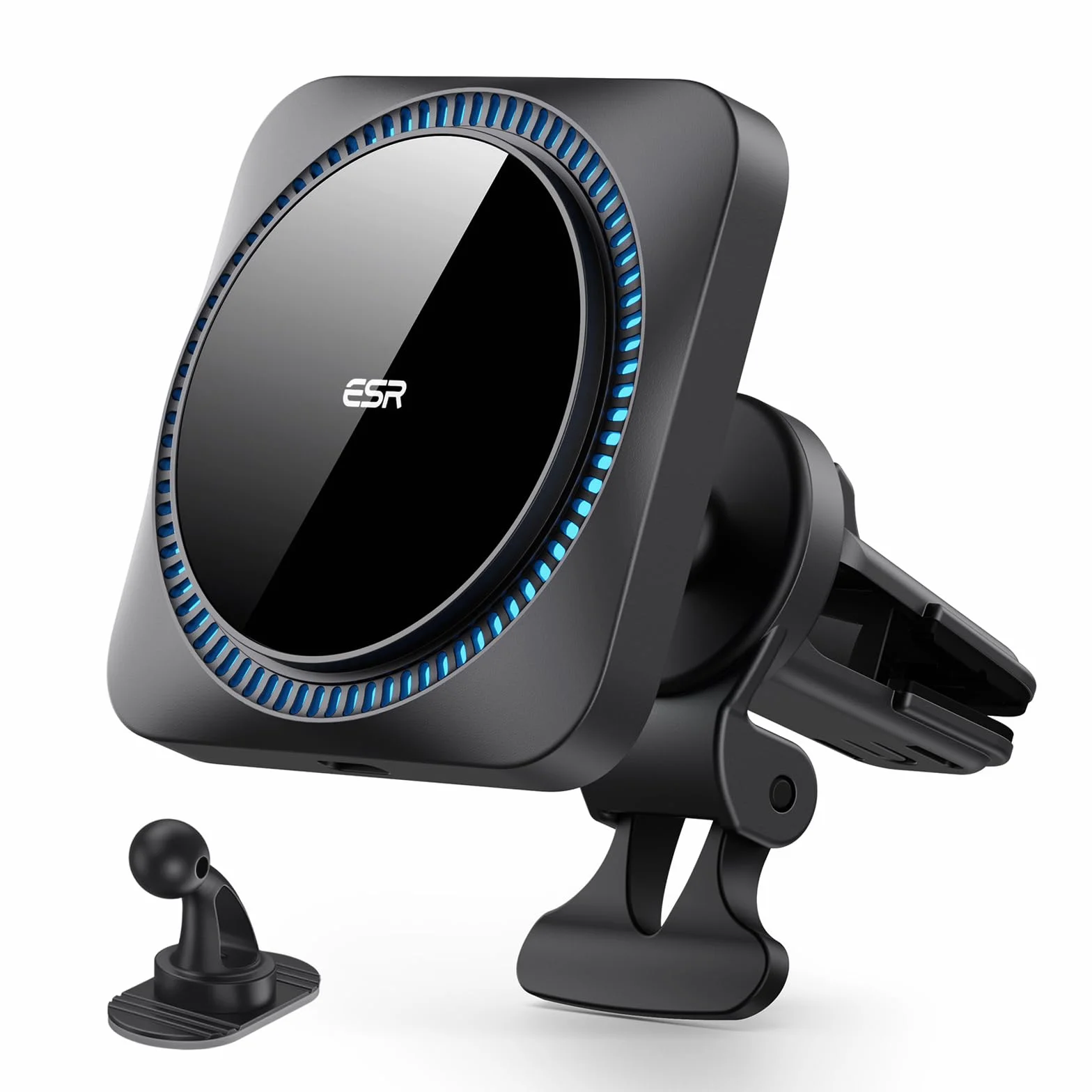 ESR HaloLock Caricatore Wireless per Auto con CryoBoost, Compatibile con iPhone 17/17e/16/15/14/13/12, S26/S25, MagSafe e Le Custodie Magnetiche, Ricarica Veloce, Ventola di Raffreddamento, Nero Opaco