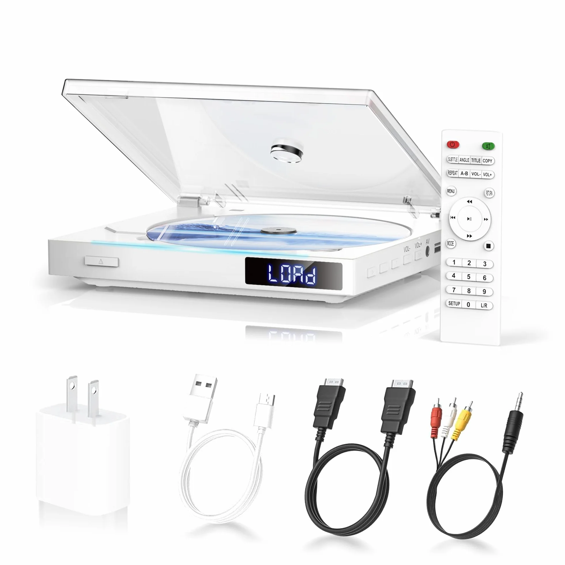 Lettore DVD Super Slim, Lettore DVD Compatto per TV, Player con Altoparlante HiFi Integrato, Uscita USB, Porta AUX da 3,5mm, PAL/NTSC Integrato (USB)