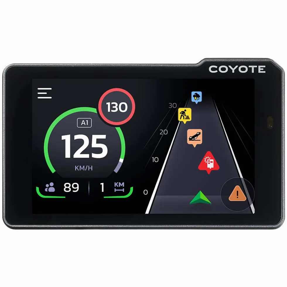 Coyote Max (Italia) – Assistente alla guida - Assistente vocale e schermo tattile da 4'' - Segnalazione superamento velocità - Controlli, pericoli, traffico e perturbazioni in tempo reale - Bluetooth