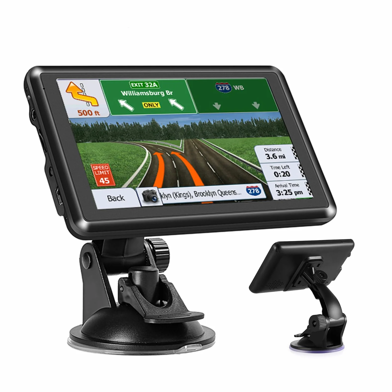 Navigazione GPS da 5 pollici per auto e camion, navigatore portatile con mappe offline europee, aggiornamenti gratuiti a vita, allarme flash, guida vocale, trasmettitore FM, ricerca codice postale