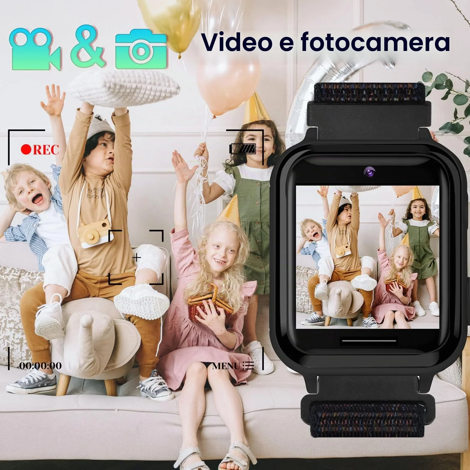 PTHTECHUS Smartwatch per Bambini, Telefono Smartwatch con Lettore Musicale per Ragazzi e Ragazze Giochi SOS Contapassi Touchscreen Fotocamera Orologio per Bambino 4-12 Anni Regalo