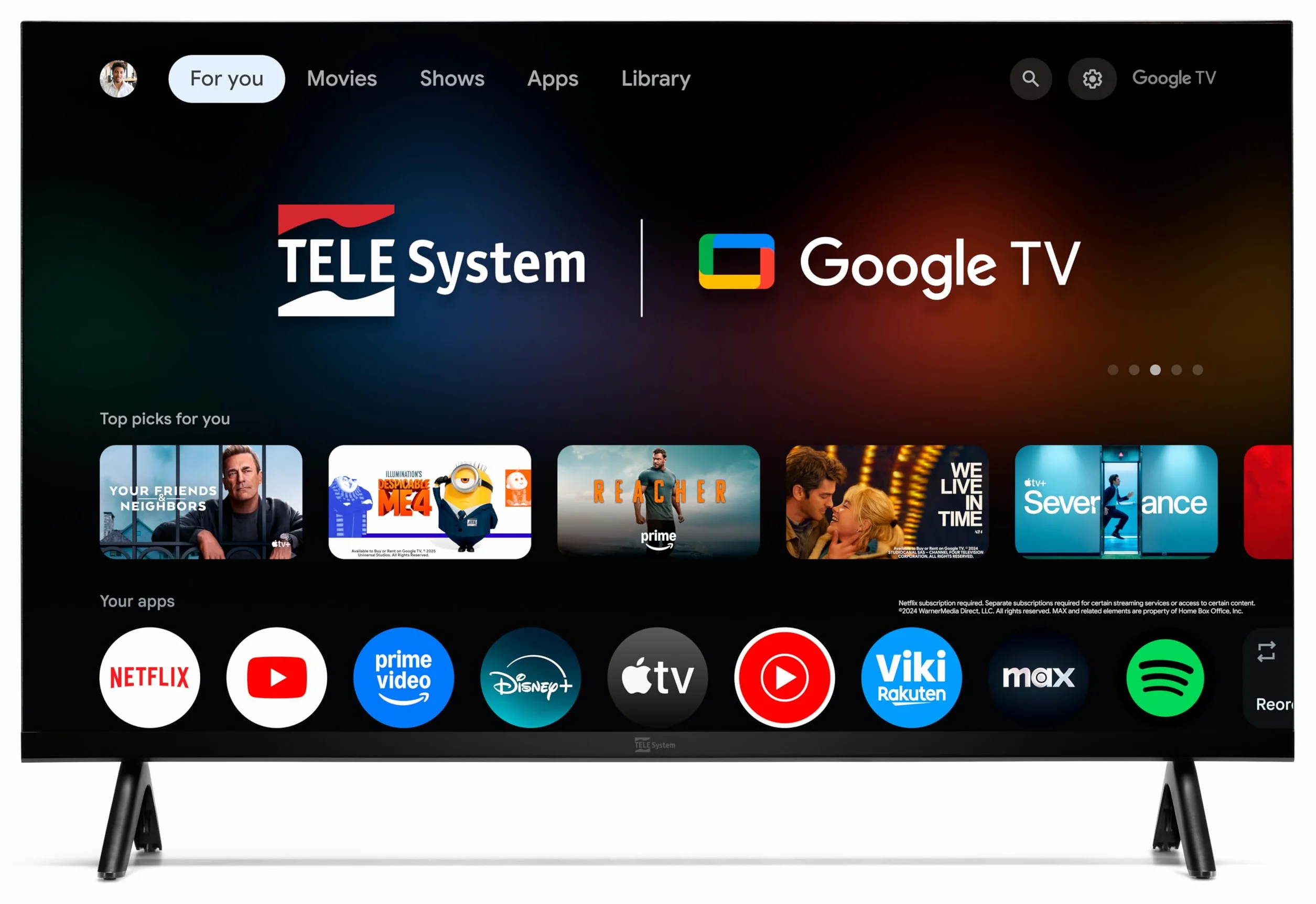TELE System TS24FL SMG15 Smart TV 24'' Google TV, Travel TV 12V per Camper, Barca e Camion, WiFi, Bluetooth, DVB-T2/S2, Compatibile CAM tivùsat, Google Assistant, Google Cast, HD Ready
