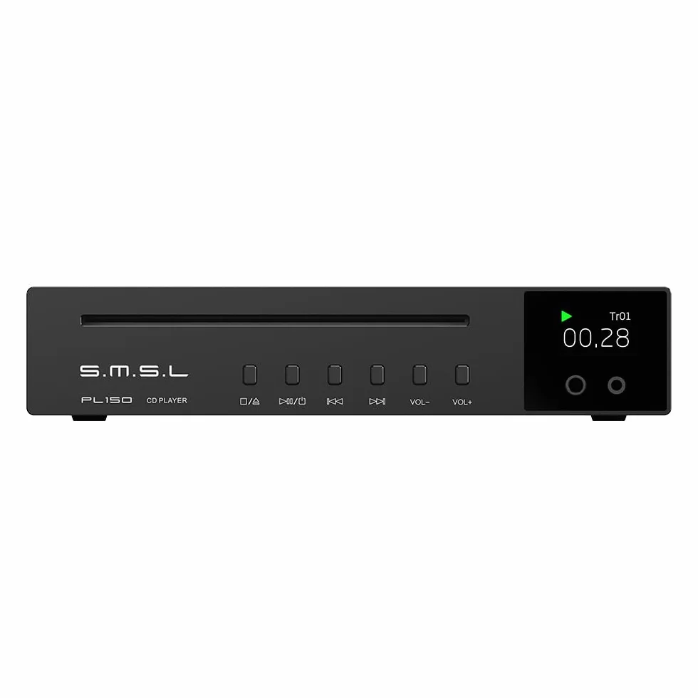 SMSL PL150 Lettore CD ad alta potenza con chip D/A CS43198, con uscite per cuffie/ottica/coassiale RCA/3,5 mm e 4,4 mm, per auto/laptop/TV/PC, amplificatore per lettore CD (Nero)