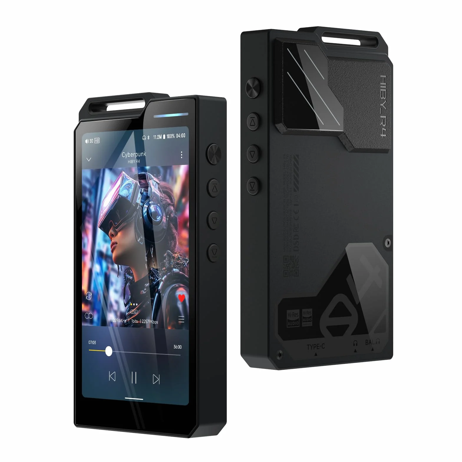 HiBy Lettore MP3 Android R4 con bluetooth e wifi integrato 4dac android12 supporto riproduzione DSD PCM MQA con 4,4 mm bal memoria 32G (nero)