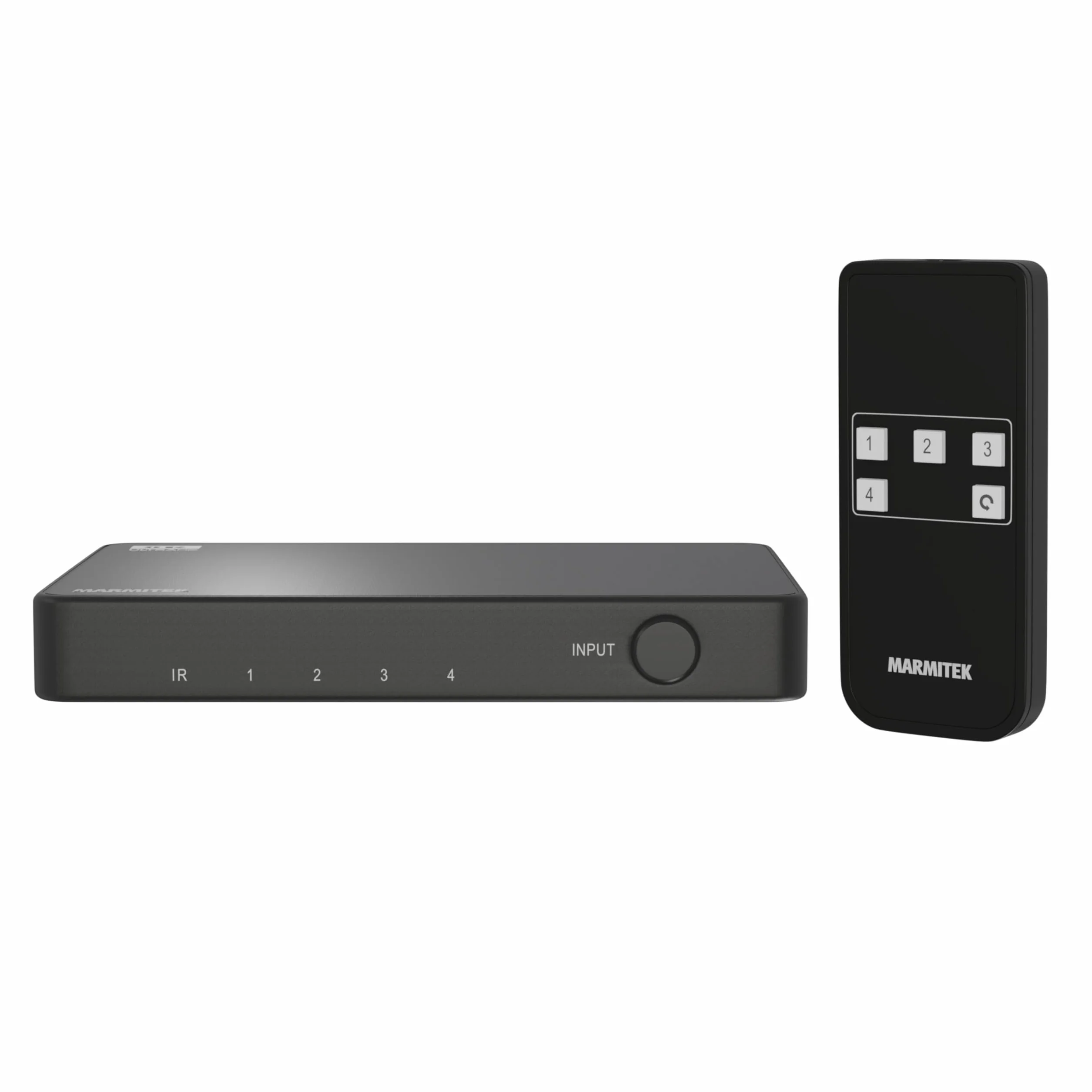 Switch HDMI 8K60 Marmitek Connect 740-4K120 gaming - HDMI 2.1 4 ingressi 1 uscita - 48 Gbit/s VRR ALLM QMS QFT - commutazione automatica - telecomando