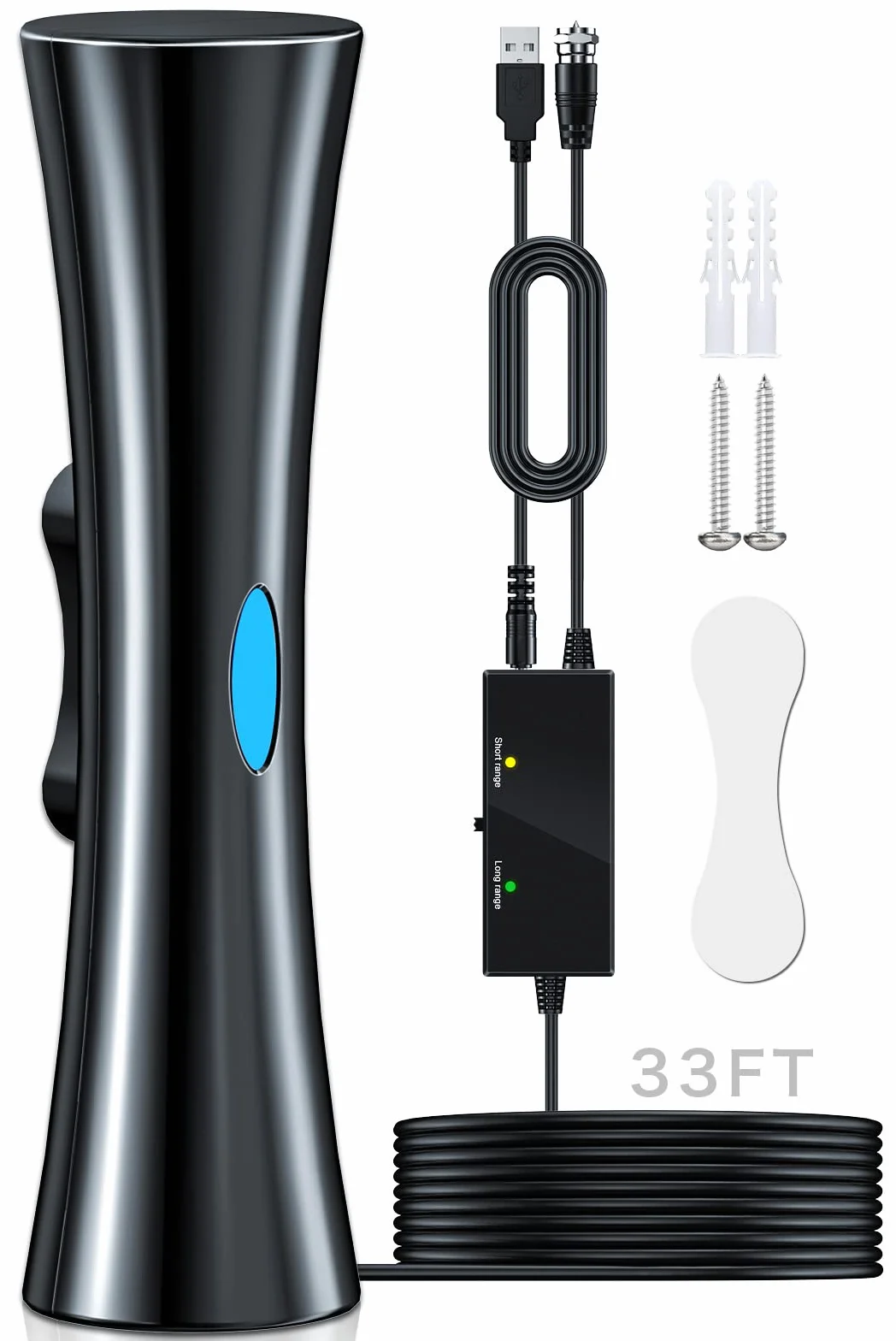 620+KM Antenna TV Interna Amplificata Potente, 2026 più recente Antenna TV Portatile con Amplificatore di Segnale per TVs 4K 1080P HDTV e VHF UHF-10M Cavo Coassiale Antena DVB