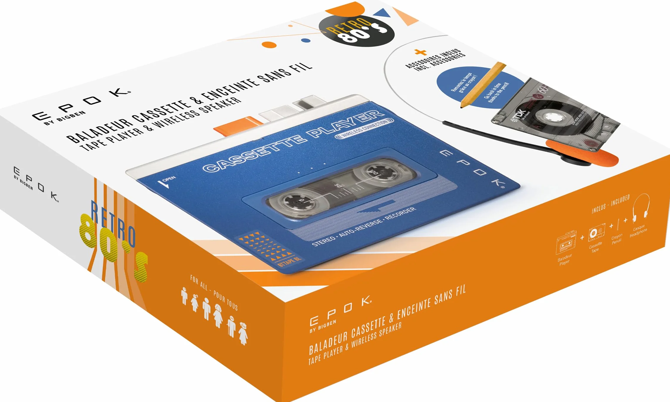 BIGBEN EPOK REWIND+ Lettore Cassette Bluetooth 5.4 Altoparlante BT Ricaricabile USB-C 4-in-1