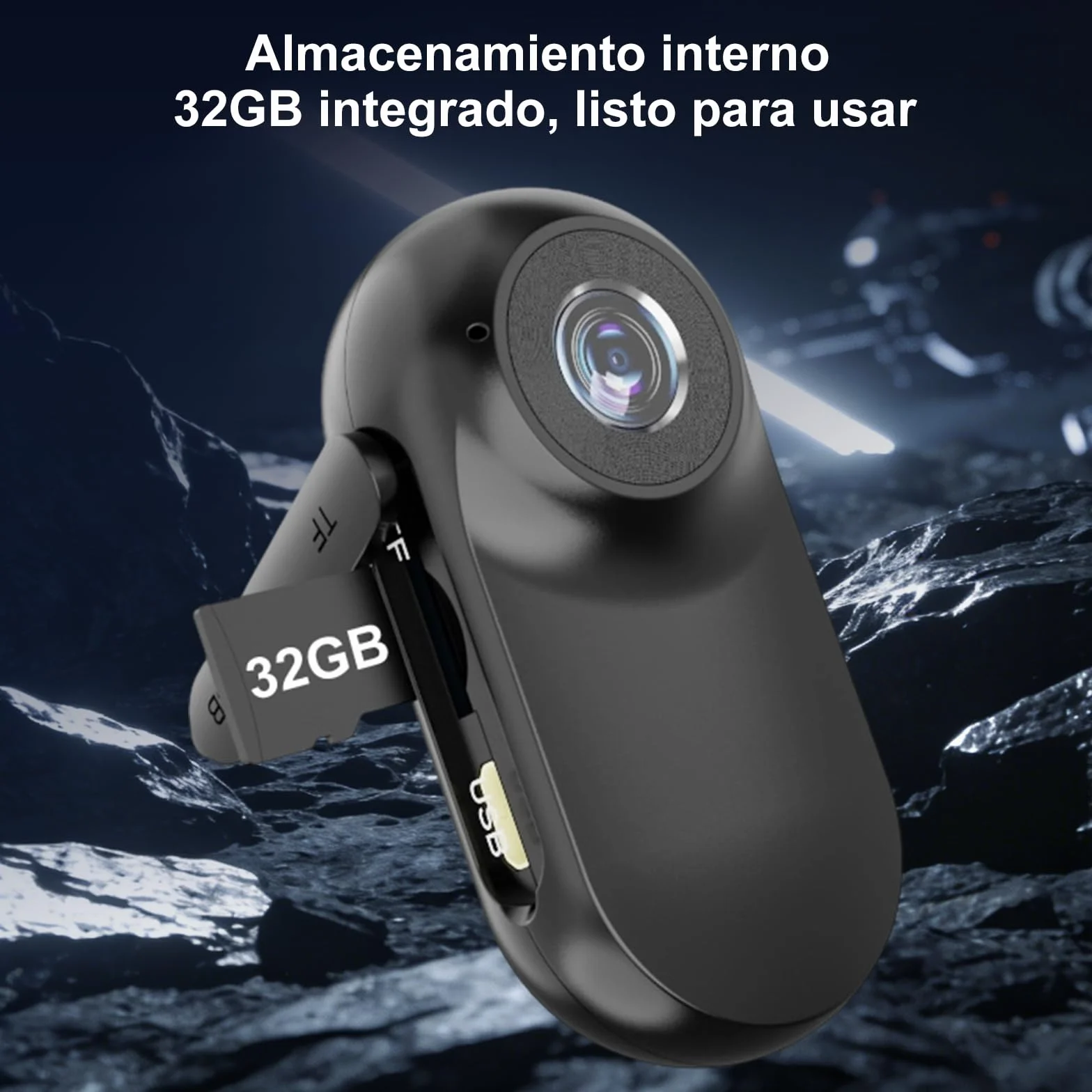 Mini Action Cam Bodycam con scheda di memoria da 32 GB, fotocamera per registrazione a mani libere, fotocamera per casco per bicicletta e moto, mini fotocamera portatile per esterni, escursionismo