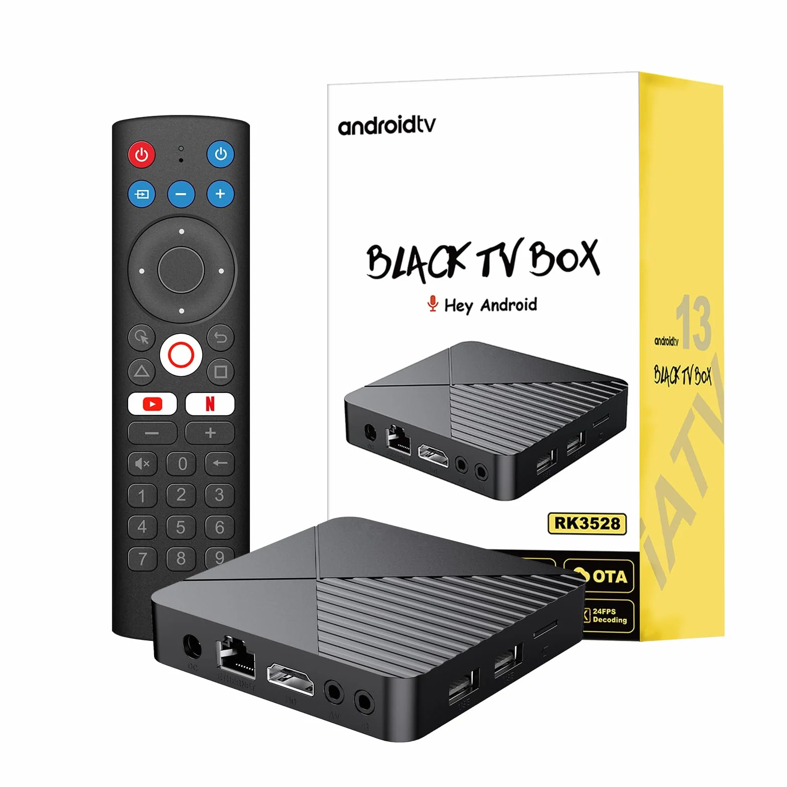 BOXPUT R5 scatola Android con 4 GB RAM e 64 GB ROM, scatola TV Android 13.0, chip RK3528/WiFi6/BT5.0, 8K decodifica 3D HDR10 ad alta definizione video smart TV box, con isolamento a infrarossi