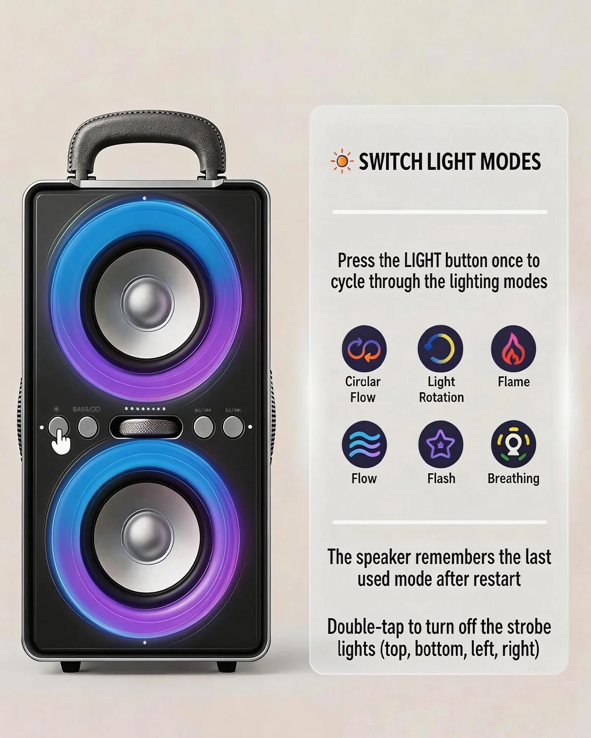 Cassa Bluetooth Portatile, 240W (Peak) Altoparlante Bluetooth Suono Potente e Nitido, Bassi Profondi, 20H, TWS Stereo Speaker, per Party, Campeggio, Spiaggia, Home e Outside (Black)