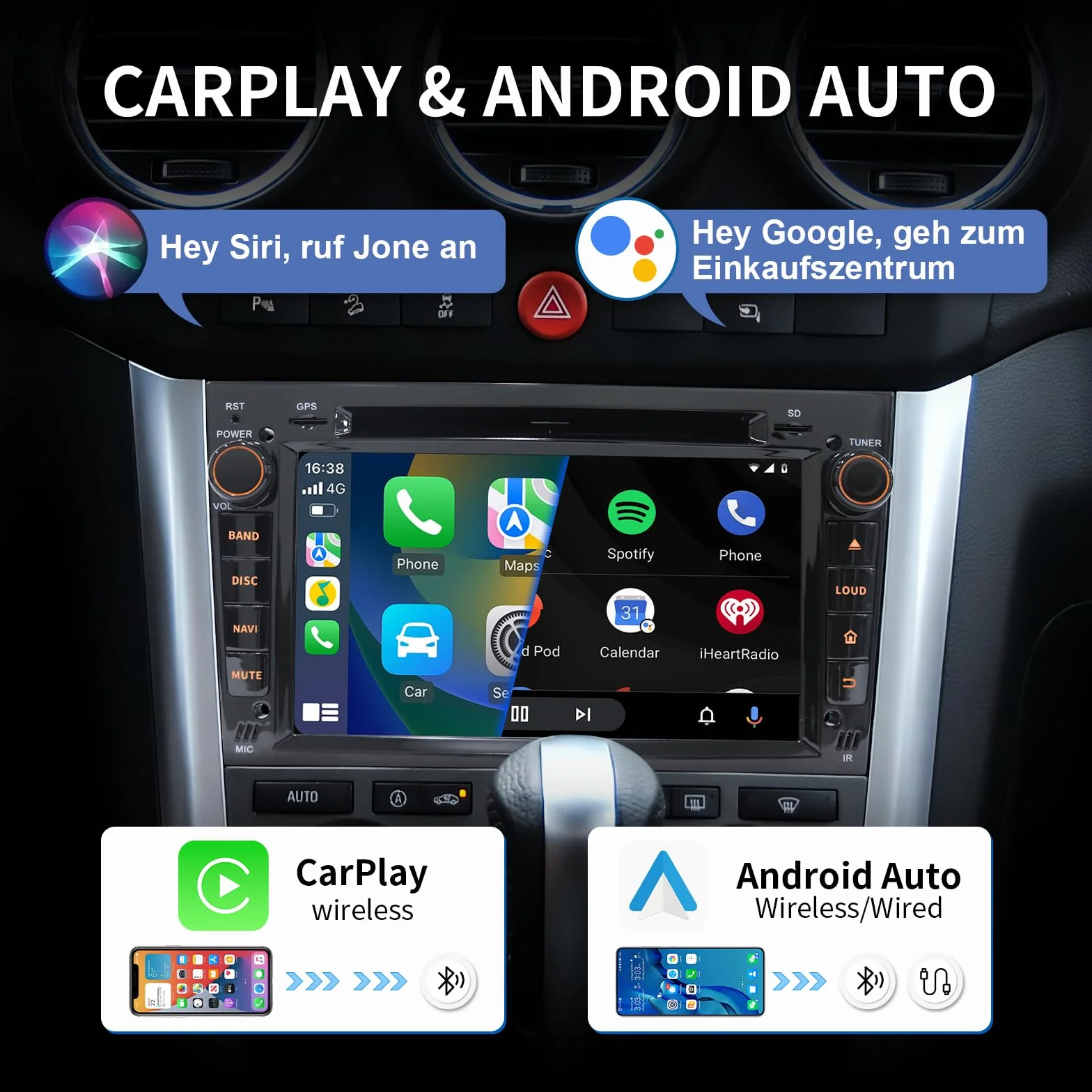 [Android 13.0 4GB+64GB 2.0Ghz] Autoradio Bluetooth Carplay 2 DIN per Opel, Autoradio da 7 Pollici con Schermo WiFi/GPS/RDS/CD DVD/USB/FM/SD/RCA, Supporta il Controllo Del Volante