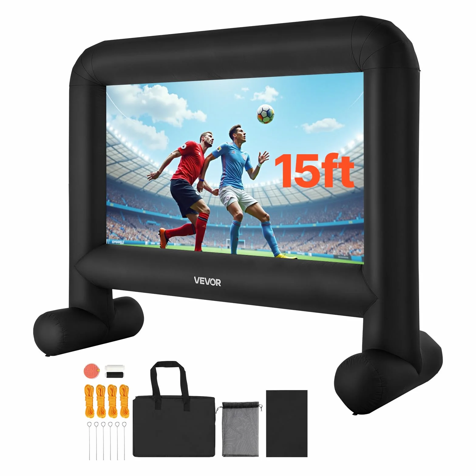 VEVOR Schermo Cinematografico Gonfiabile 3540 x 1300 x 2900 mm Schermo Gonfiabile per Proiezione Lavabile in 600D con Borsa Portatile, Proiettore Cinematografico 16:9, per Esterni, Feste a Tema