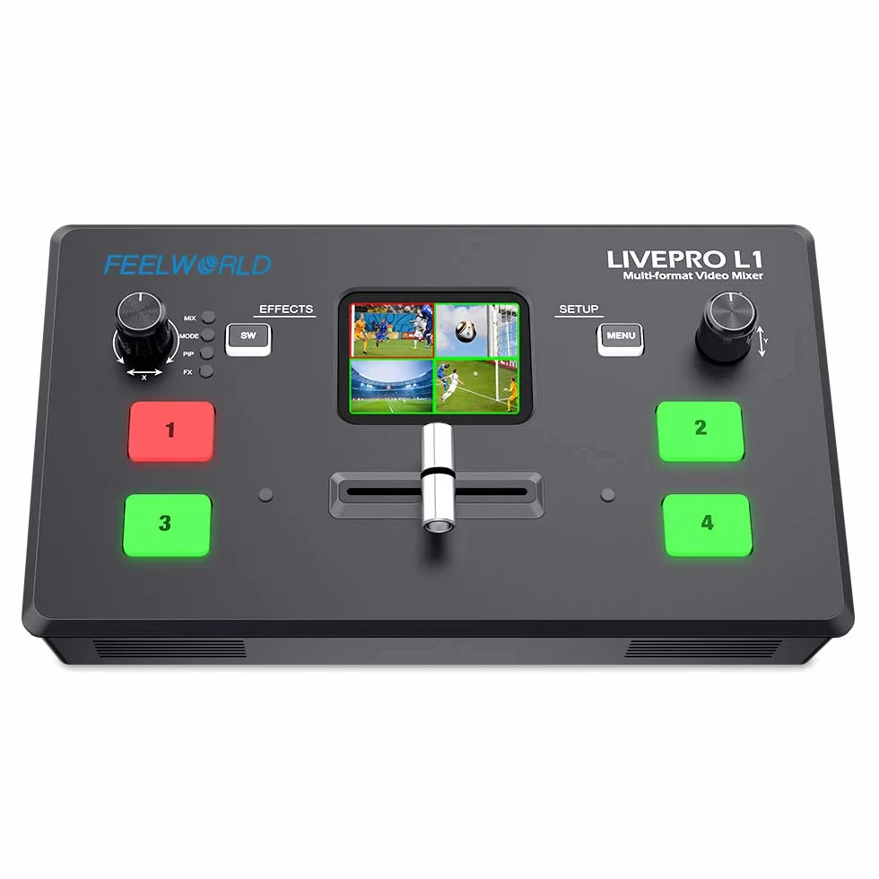 FEELWORLD LIVEPRO L1 V1 Mixer Video Multiformato Switcher 2 Pollici LCD 4 Ingressi HDMI USB 3.0 Streaming Live