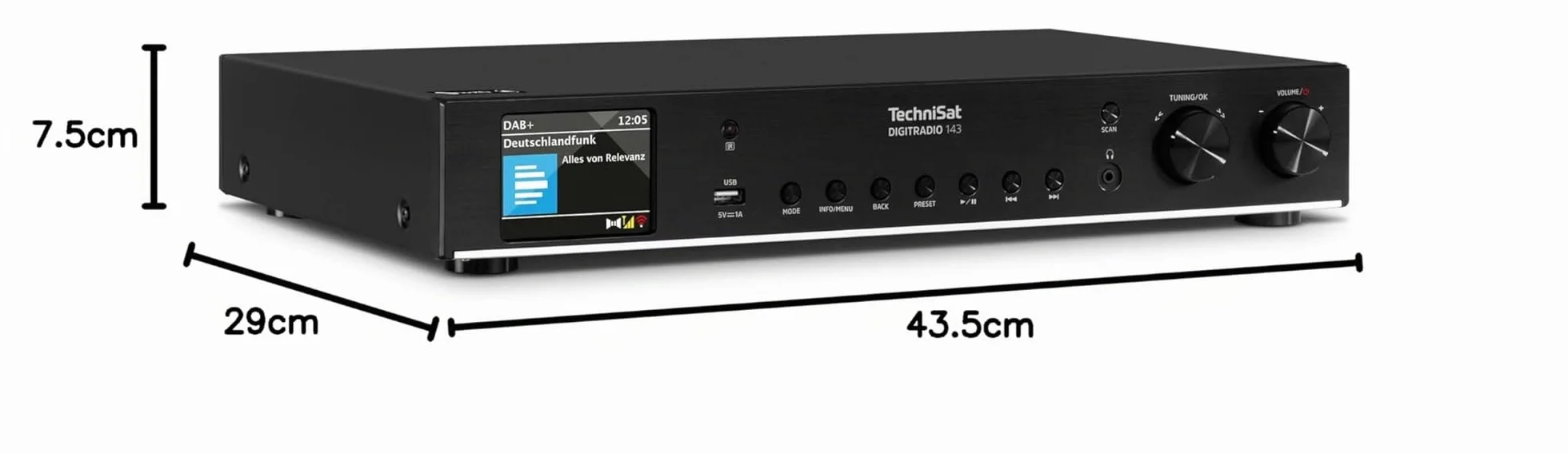 TechniSat DIGITRADIO 143 (V3) Sintonizzatore HiFi Radio Internet DAB+ Bluetooth Spotify Connect Nero