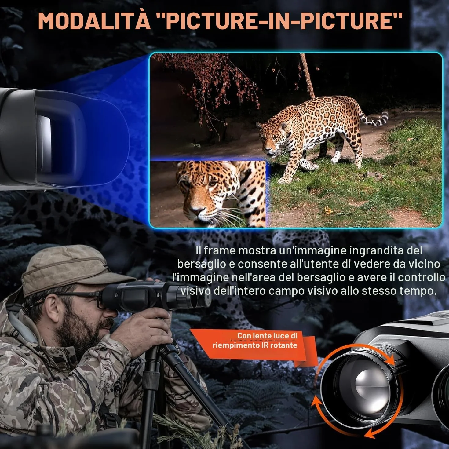 Infrarossi Binocolo Visione Notturna e Diurna Cannocchiale Professionale 4K 7000mAh Ricaricabili 4" TFT di Portatafino a 800M con Registrazione di HD Foto e Video