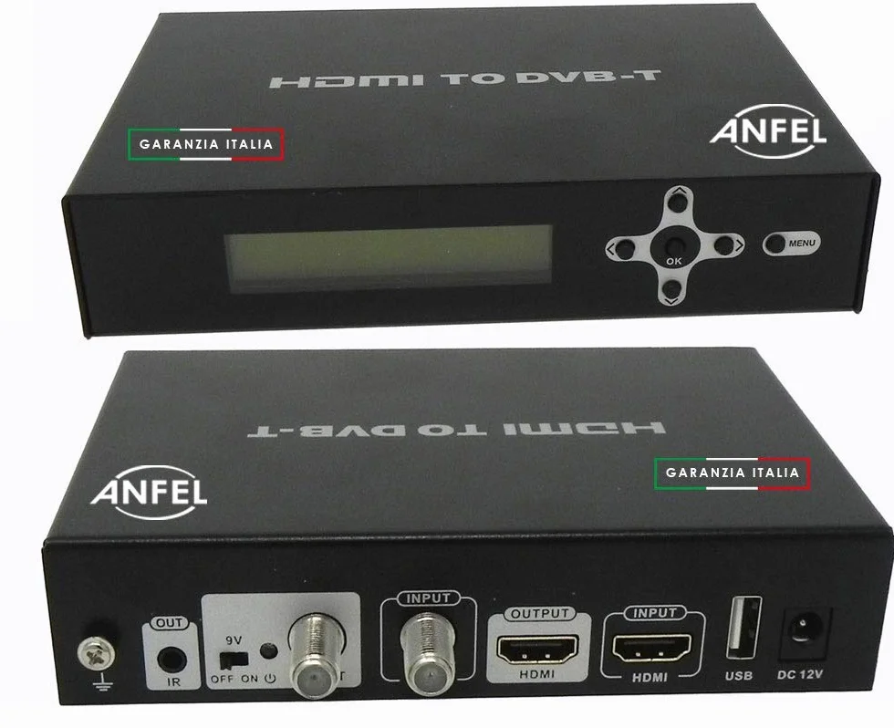 Modulatore Video HDMI DVB-T DVB-T2 FULL-HD Uscita RF Digitale Terrestre con Ingresso Passante per Sky e Telecamere 1080i/P