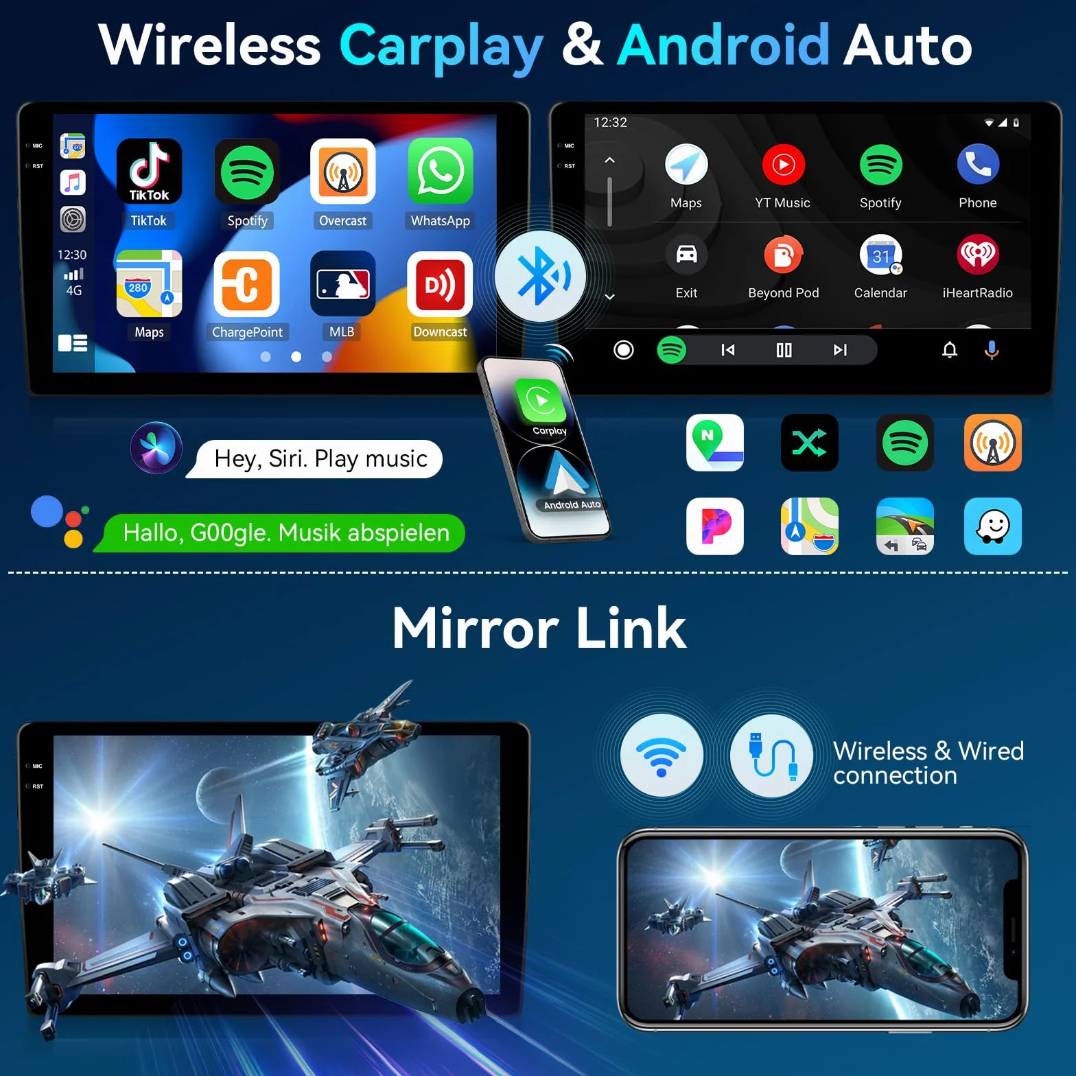 2 Din Android 15.0 Autoradio 9 Pollici HD per Ford Transit 2009-2016 e Ford Focus 2005-2008 - CarPlay Wireless, Android Auto Senza Fili, 4GB RAM + 128GB ROM, GPS Integrato