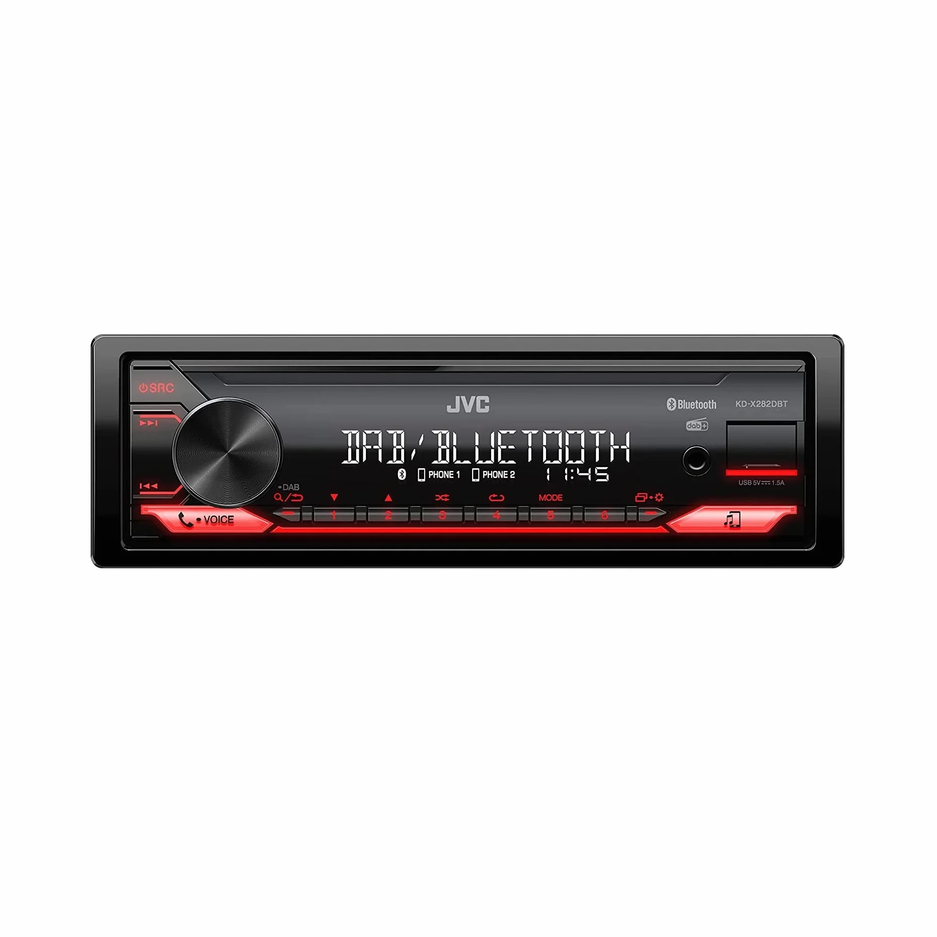 JVC KD-X282DBT Autoradio Bluetooth Digital Media Receiver DAB+ Streaming Audio USB AUX Nero