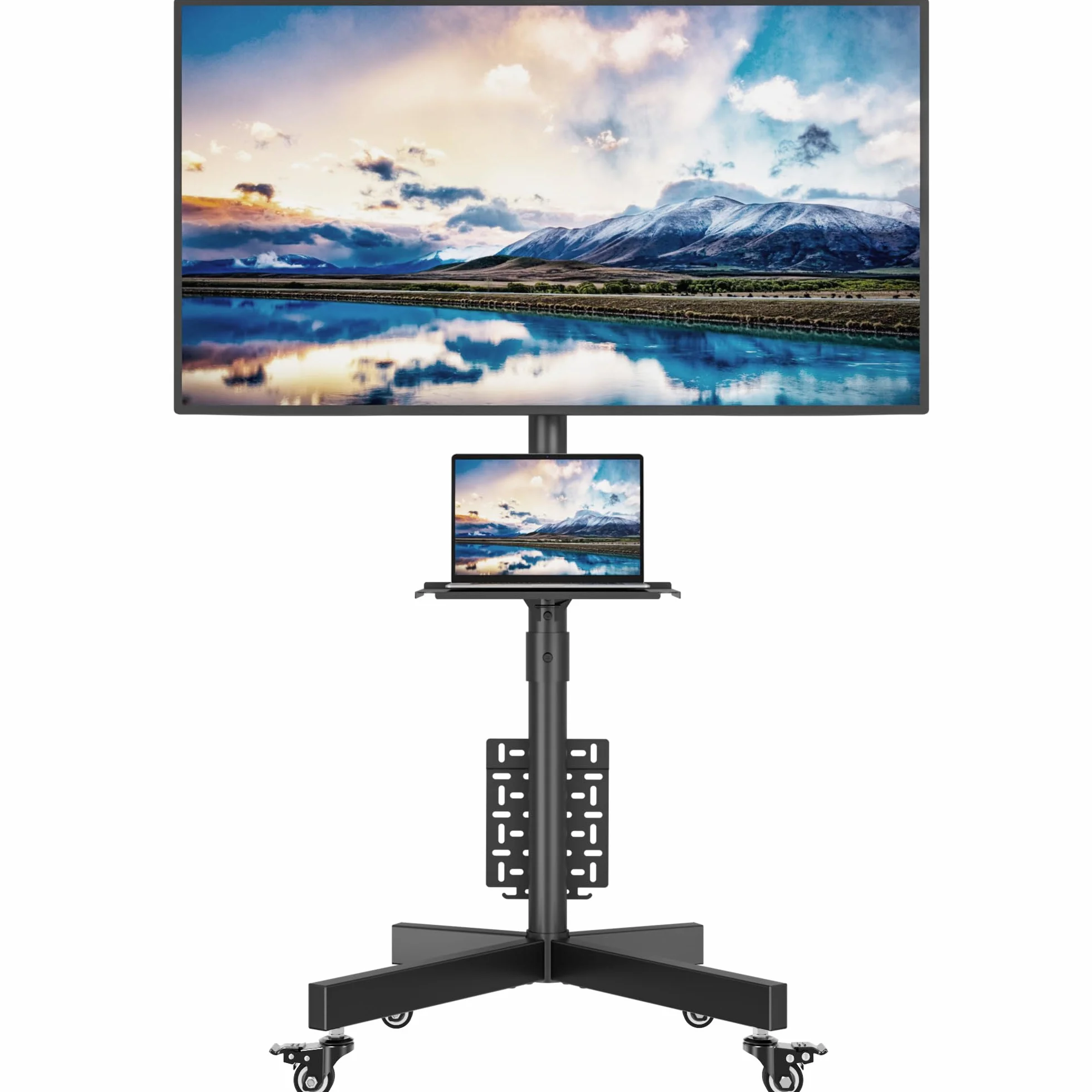 BONTEC Supporto TV da Pavimento per TV LCD/LED 23-60 Pollici, Carrello TV Mobile con Ruote, Altezza Regolabile, 40 kg, VESA 400x400 mm