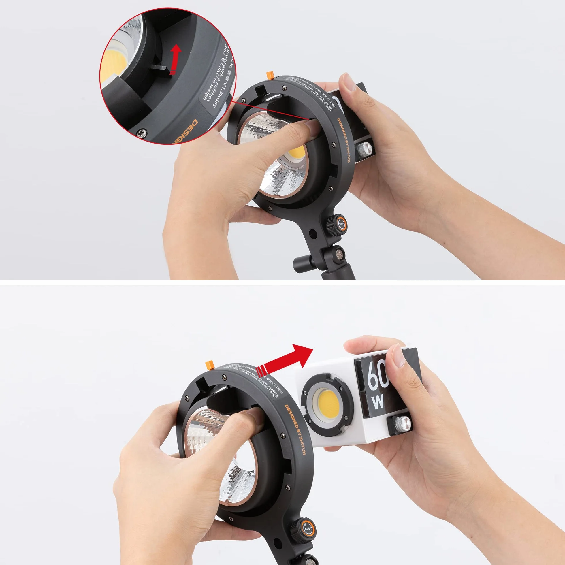 ZHIYUN Adattatore A da ZY Mount a Bowens Mount [Ufficiale] per Molus G60