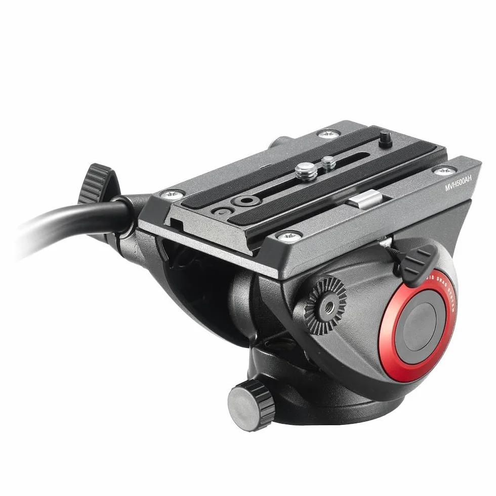 Manfrotto MVH500AH Testa Video con Base Piatta, 1 Leva Fissa, Alluminio, Nero