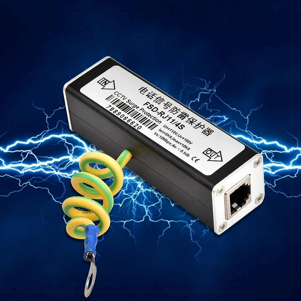 FSD-RJ11 Surge Protector Presa Salvafulmine per Linee di Segnale e Telefoni