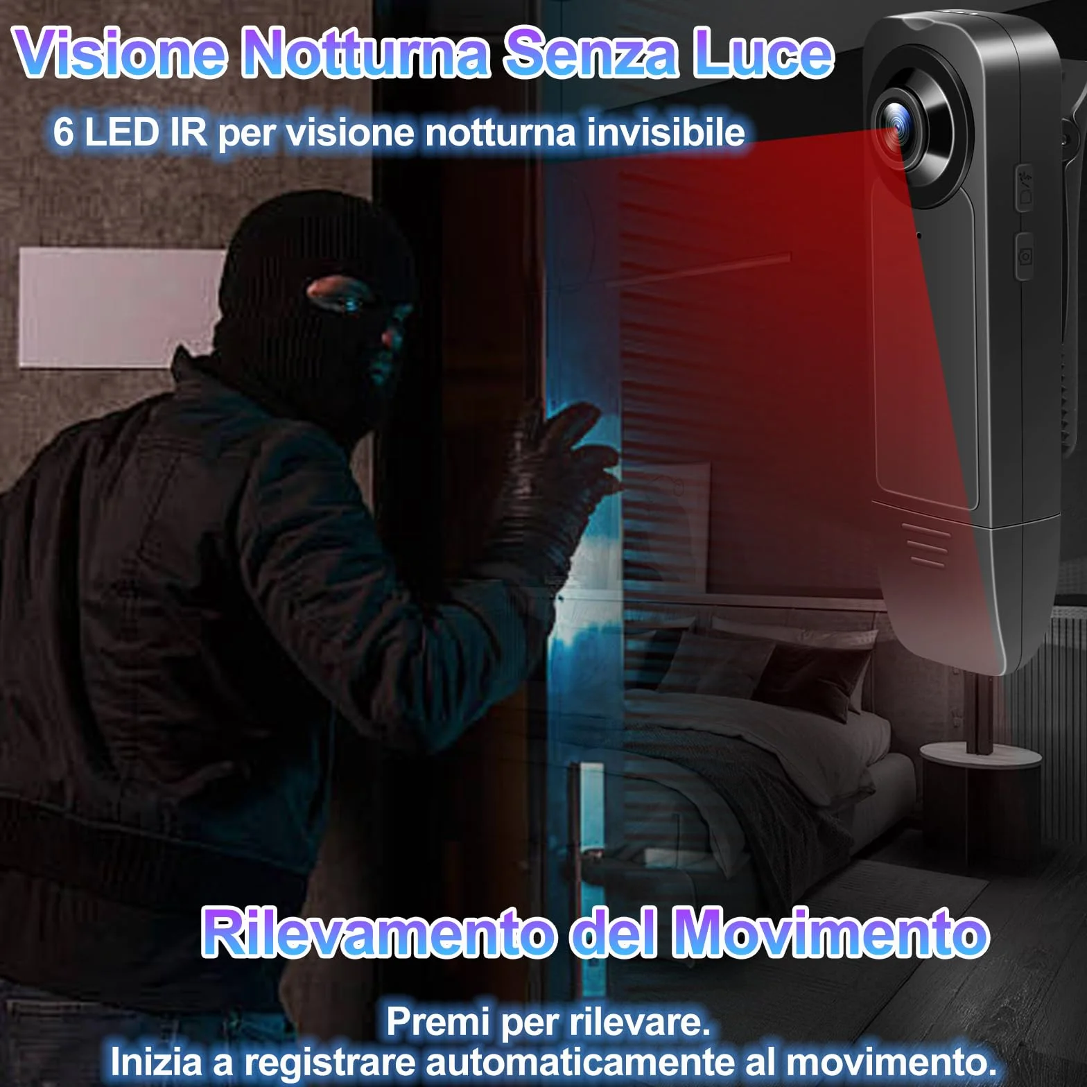TANGMI Telecamera Spia Portatile, 7 Ore di Utilizzo a Mani Libere Videocamera Invisibile, Visione Notturna & 1080P HD Grandangolo 140° Body Cam Polizia per Registrazione Video e Scatto Foto