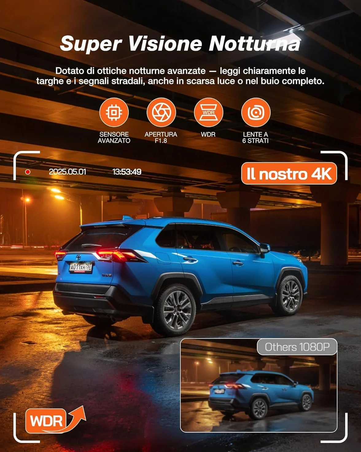 iZEEKER 4K Dash Cam Auto, WiFi 6 Dashcam Auto con Scheda SD 32G, Doppia Dash Cam 4K+1080P, Display IPS da 2,99", APP, Visione Notturna, Sensore G, Registrazione in Loop, Modalità Parcheggio 24H