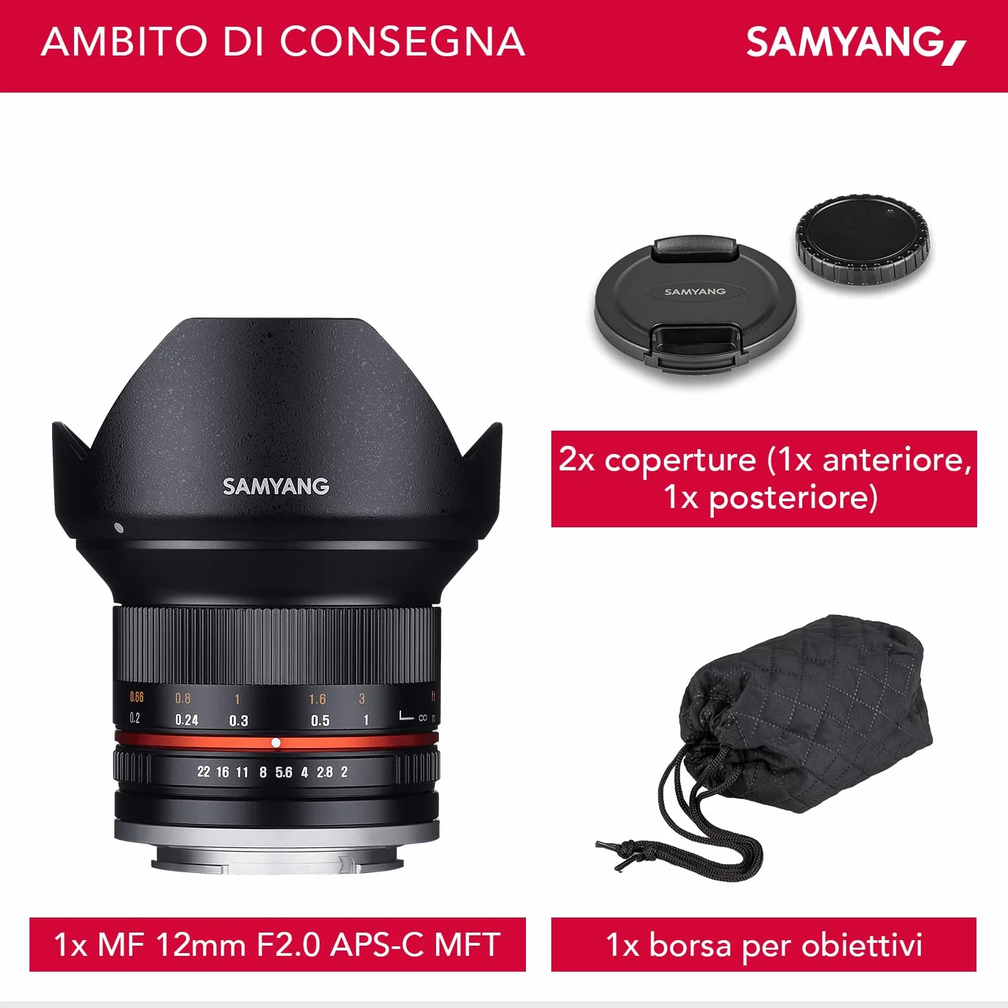 Obiettivo Samyang 12mm F2 NCS CS Micro 4/3 nero