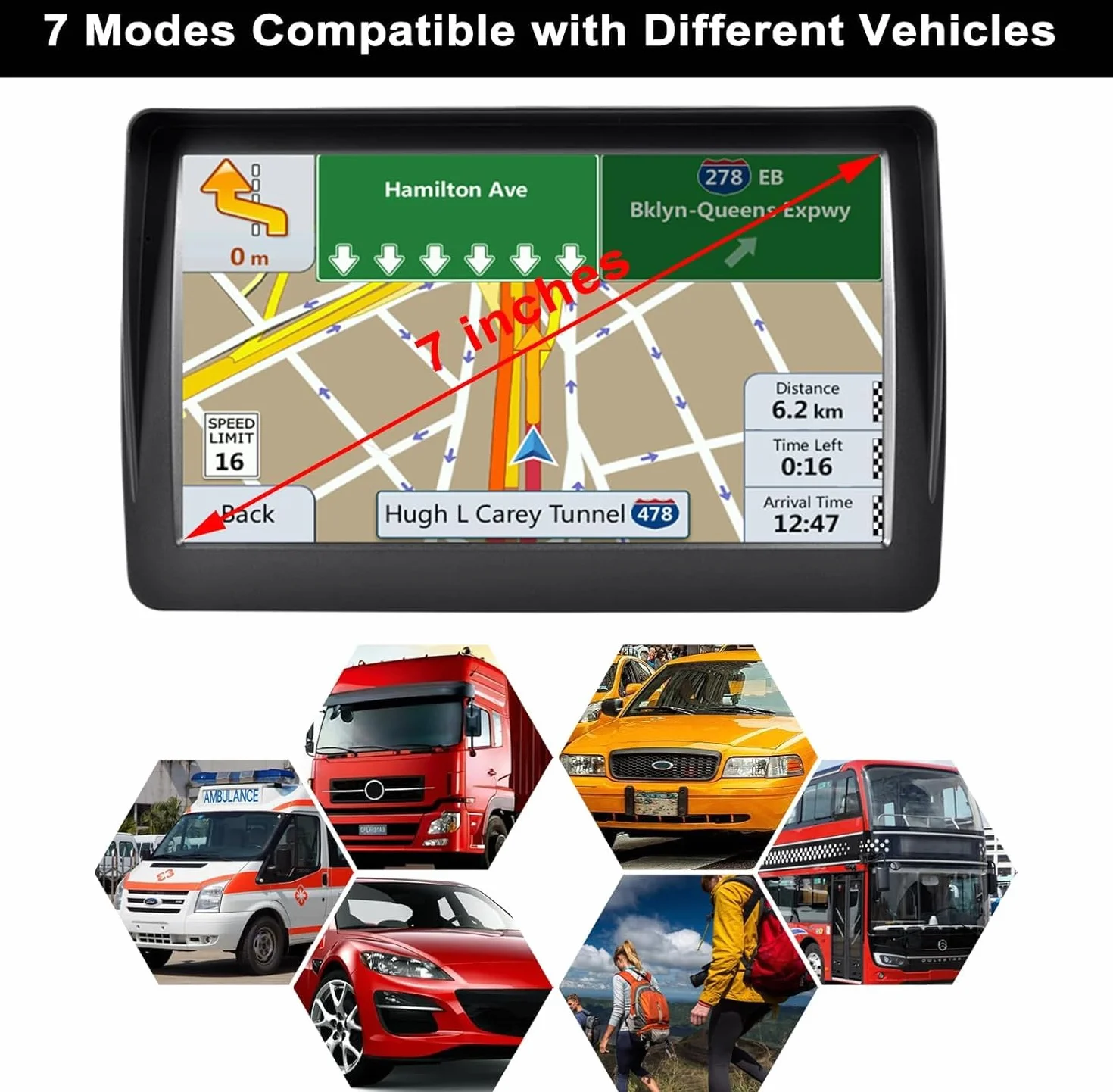 Navigatore GPS 7 Pollici per Auto/Camion/Camper 2025​​ – Mappe Europa Aggiornate Gratis, Avvisi Velocità & POI, Guida Vocale