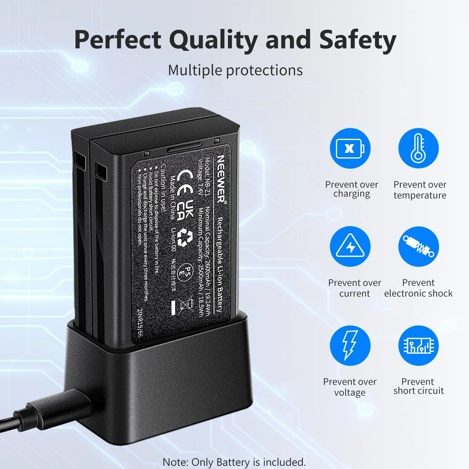 NEEWER 7.4V/2600mAh Batteria di Ricambio agli Litio per Flash, Batteria Compatibile con NEEWER TTL Z2-C Z2-S Z2-N, Z1-C Z1-S Z1-N, Z880-C Z880-S Z880-N, Z760-C Z760-S Z760-N Flash Speedlite, NB-Z1