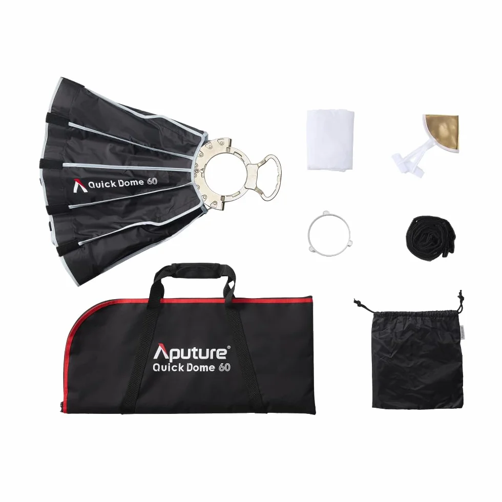 Aputure Quick Dome 60 - Softbox circolare Bowens da 61 cm con design a sgancio rapido, diffusione, griglia di controllo della luce e borsa per il trasporto