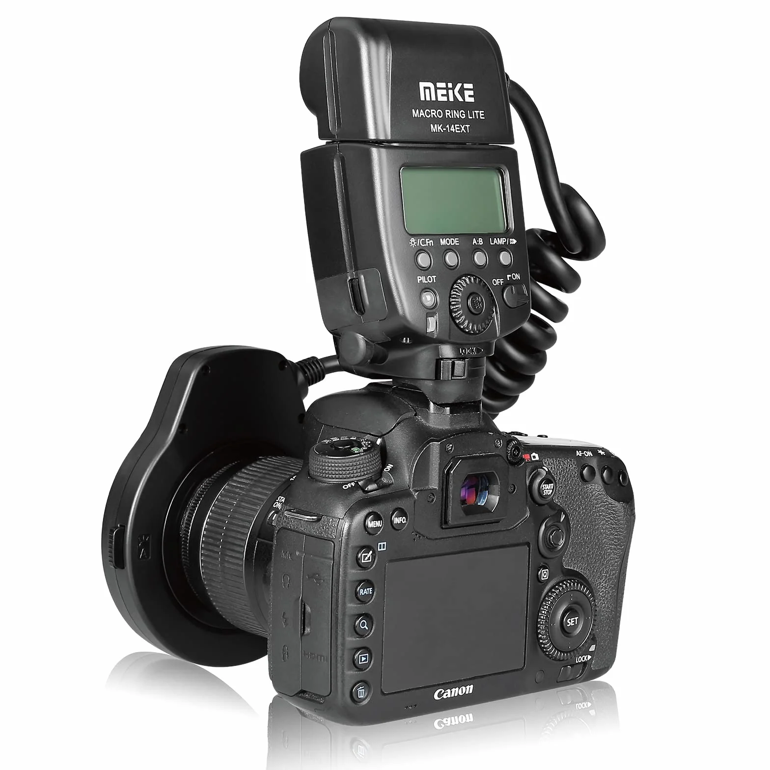 Meike MK-14EXT-C E-TTL Macro Ring Lite Flash con LED AF Assist per Canon DSLR