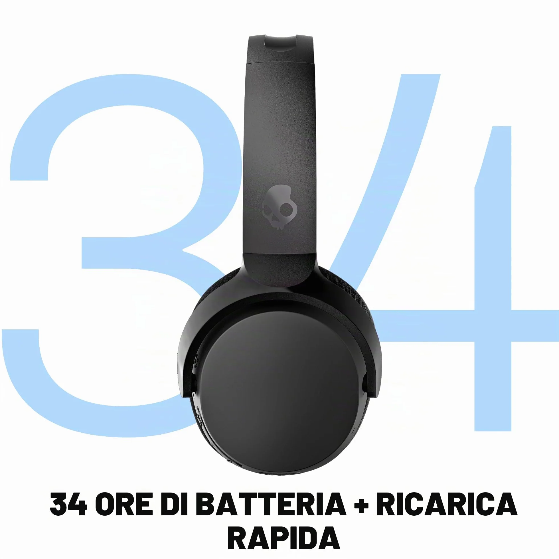 Skullcandy Riff 2 Cuffie Wireless On-Ear con Microfono, 34 Ore di Autonomia, Compatibili con iPhone, Android e Dispositivi Bluetooth - Nero
