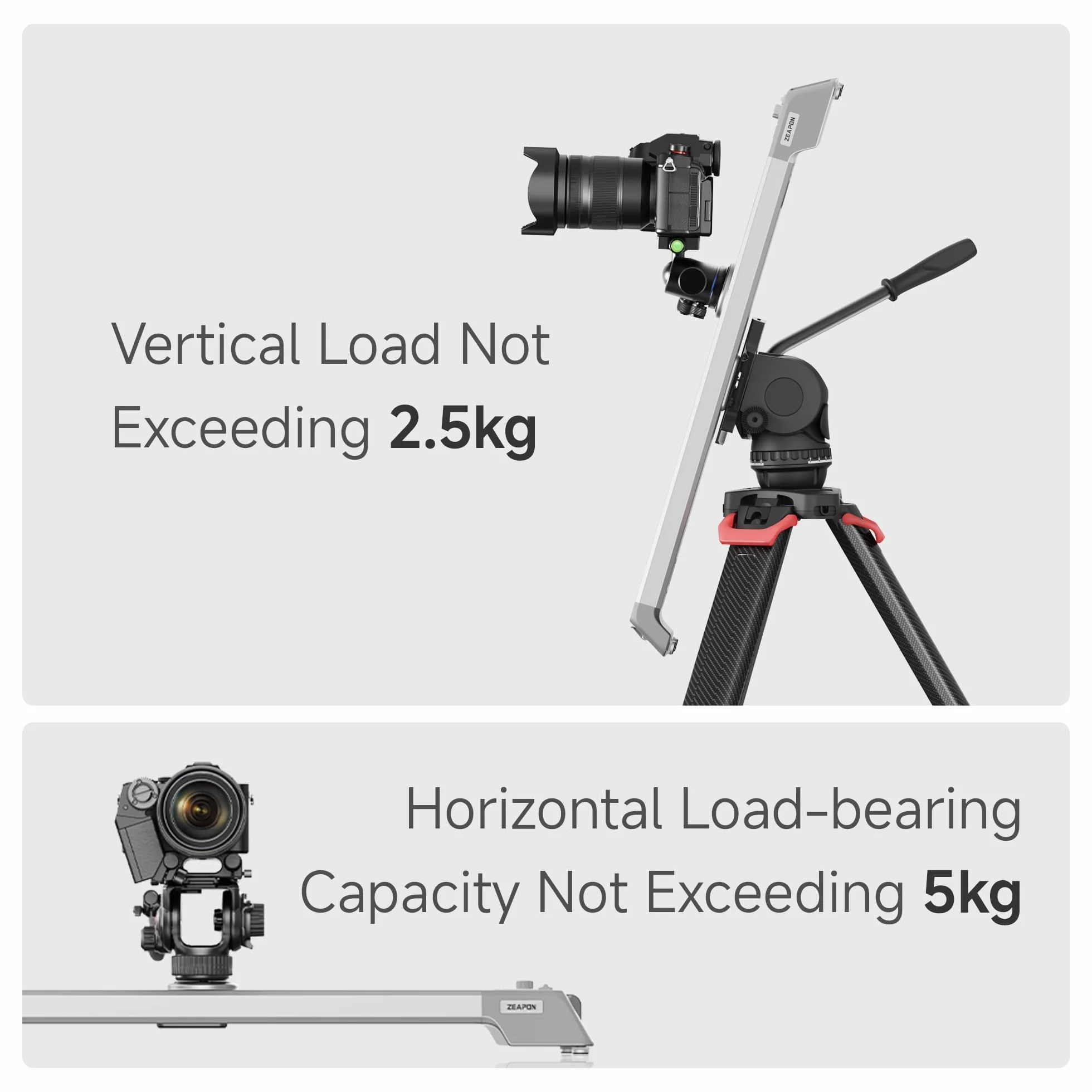 Zeapon EVO - Slider motorizzato panoramico rotante a 125°, potente motore silenzioso per carico utile da 2,5 a 5 kg, carrello scorrevole compatto leggero da 60 cm, con custodia per il trasporto