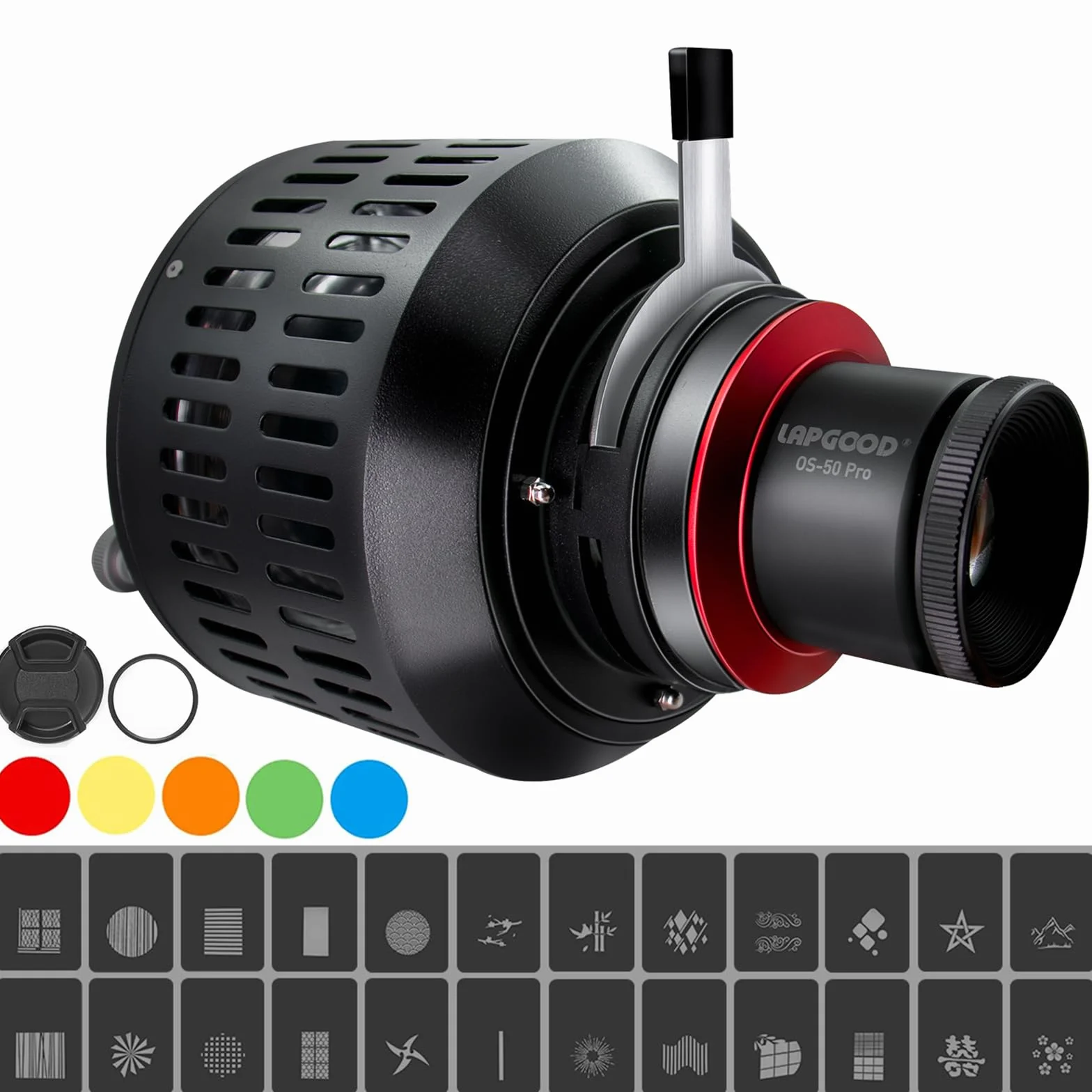 OS-50Pro Snoot Conico Ottico Bowens Mount Kit con Obiettivo Da 50 mm, Filtro Colore E Gobo, Bowens Mount Conico Snoot Kit per Monolight LED Spotlight Studio Flash