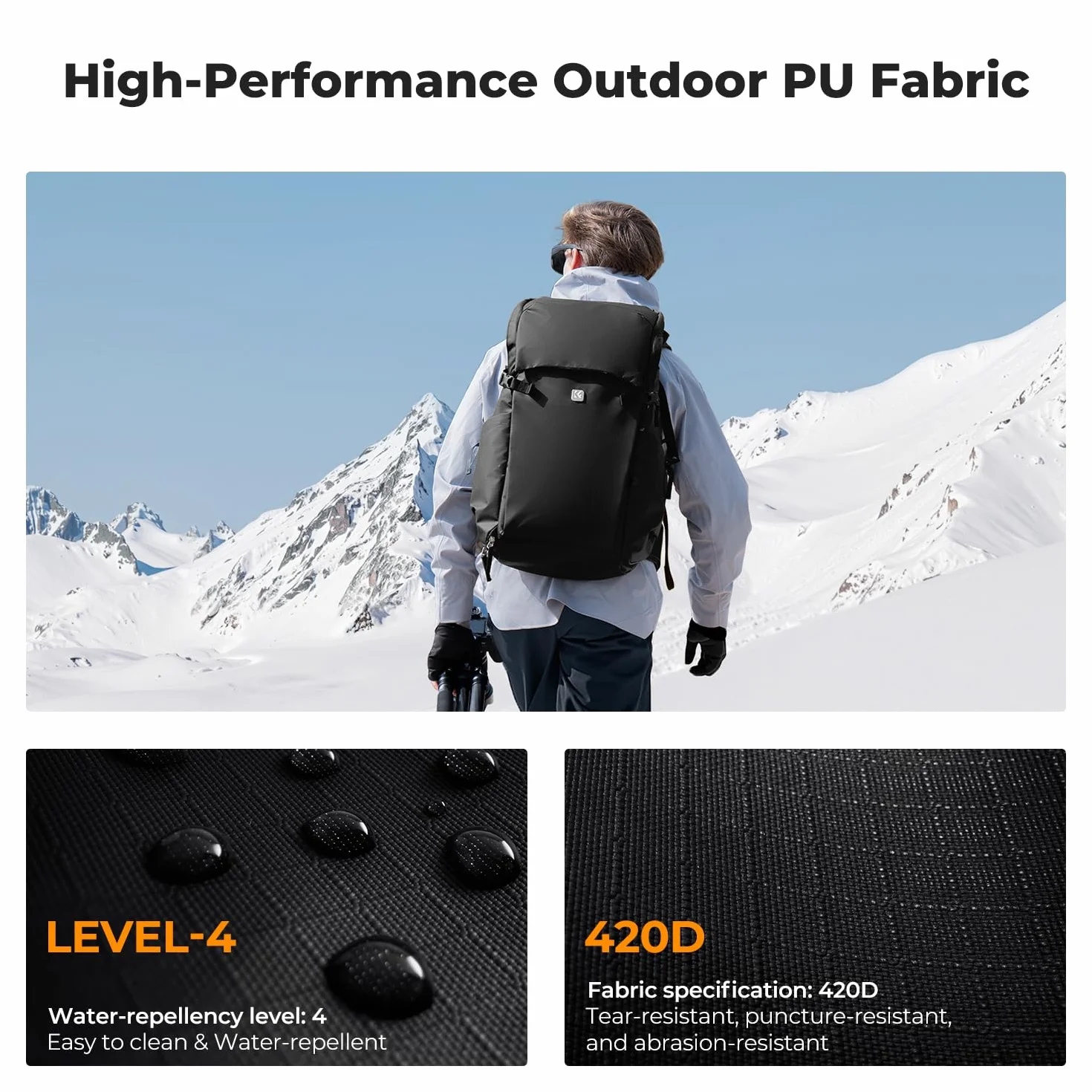 K&F CONCEPT Zaino per fotocamera, zaino da viaggio all'aperto di grande professtional splashproof Borsa a tracolla multifunzionale per Macchine fotografiche, obiettivo, treppiede, laptop, drone
