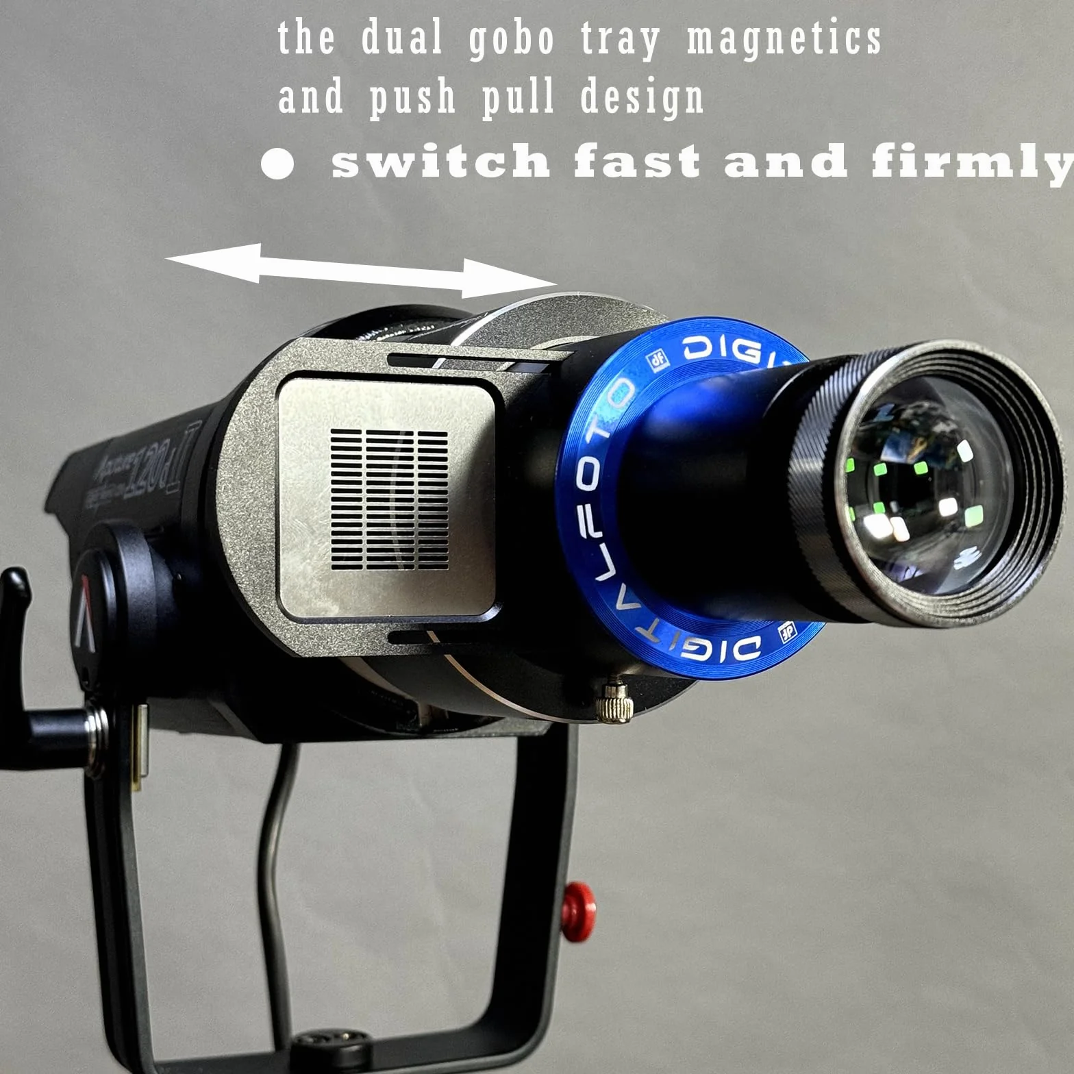 DF DIGITALFOTO Snoot Ottico Bowens Proiettore, 25 Gobo, Allegato per la Fotografia Spotlight, Compatibile con Aputure Amaran 100X/D 200D/X, Godox SL60 per Moda, Bellezza, Ritratti Focalizzabile