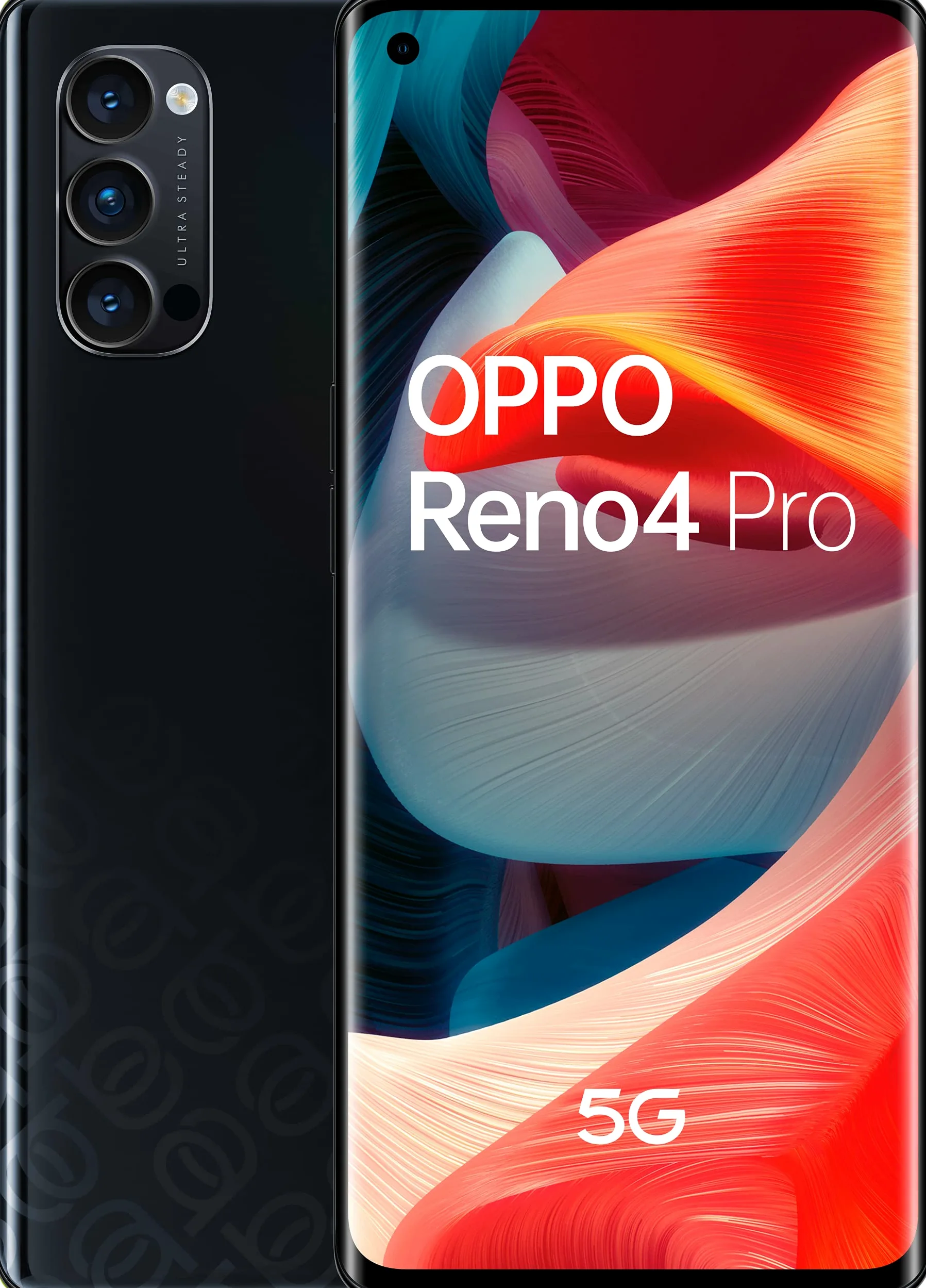 OPPO Reno4 Pro Smartphone 5G, 172g, Display 6.5" FHD+ AMOLED, 3 Fotocamere 48MP, RAM 12GB ROM 256GB non Espandibile, Batteria 4000mAh, Ricarica SuperVOOC 65W, Dual Sim [Versione Italiana] Space Black